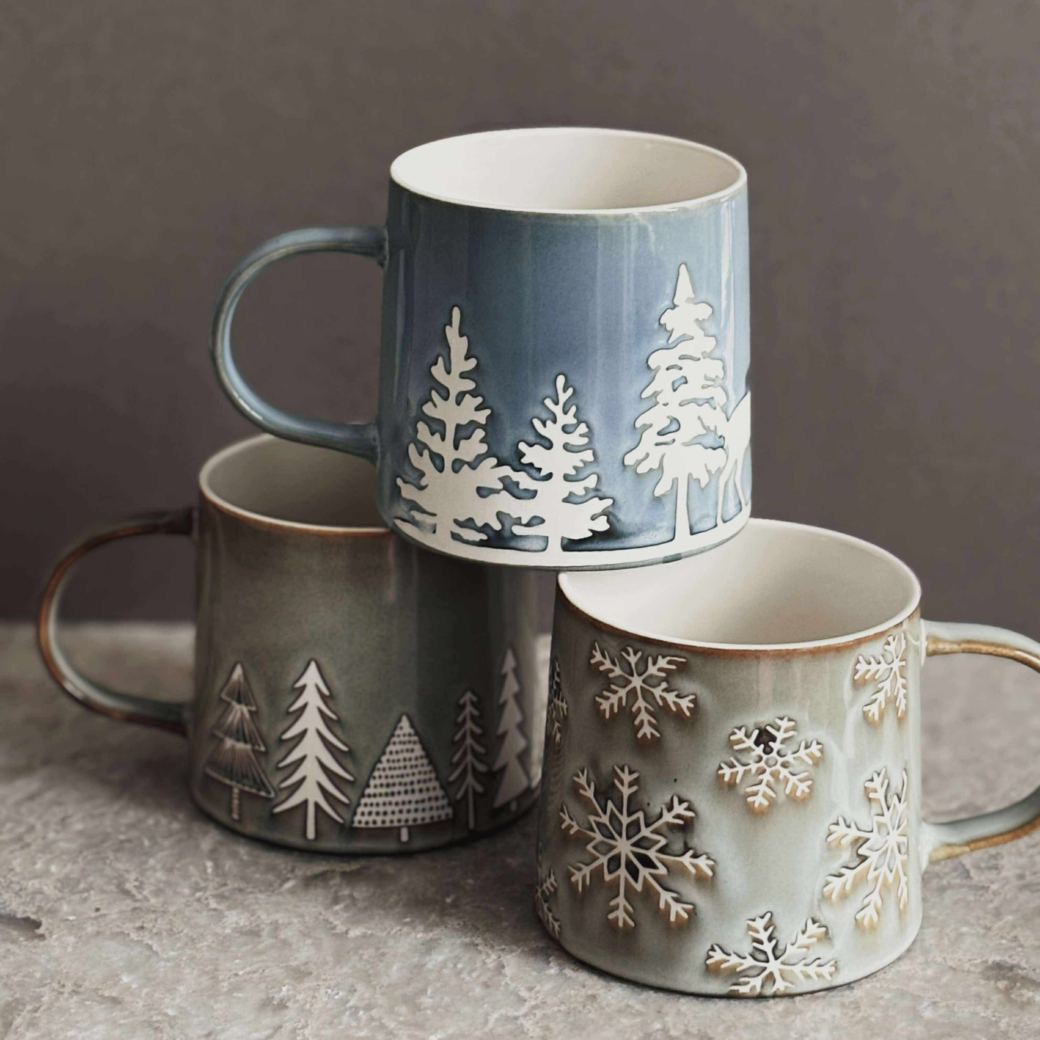 Tasse gris clair flocons de neige 500 ml