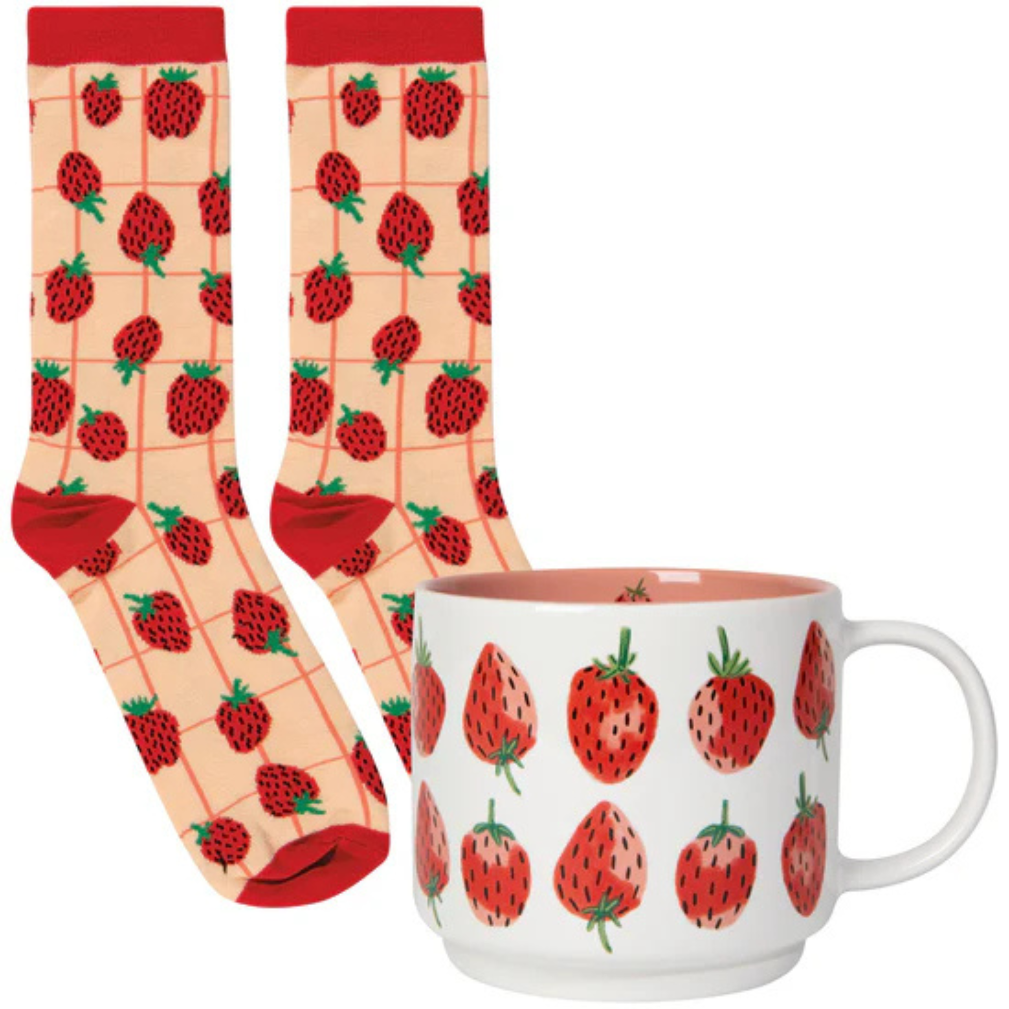 Ensemble tasse 473ml et bas Fraises - Danica
