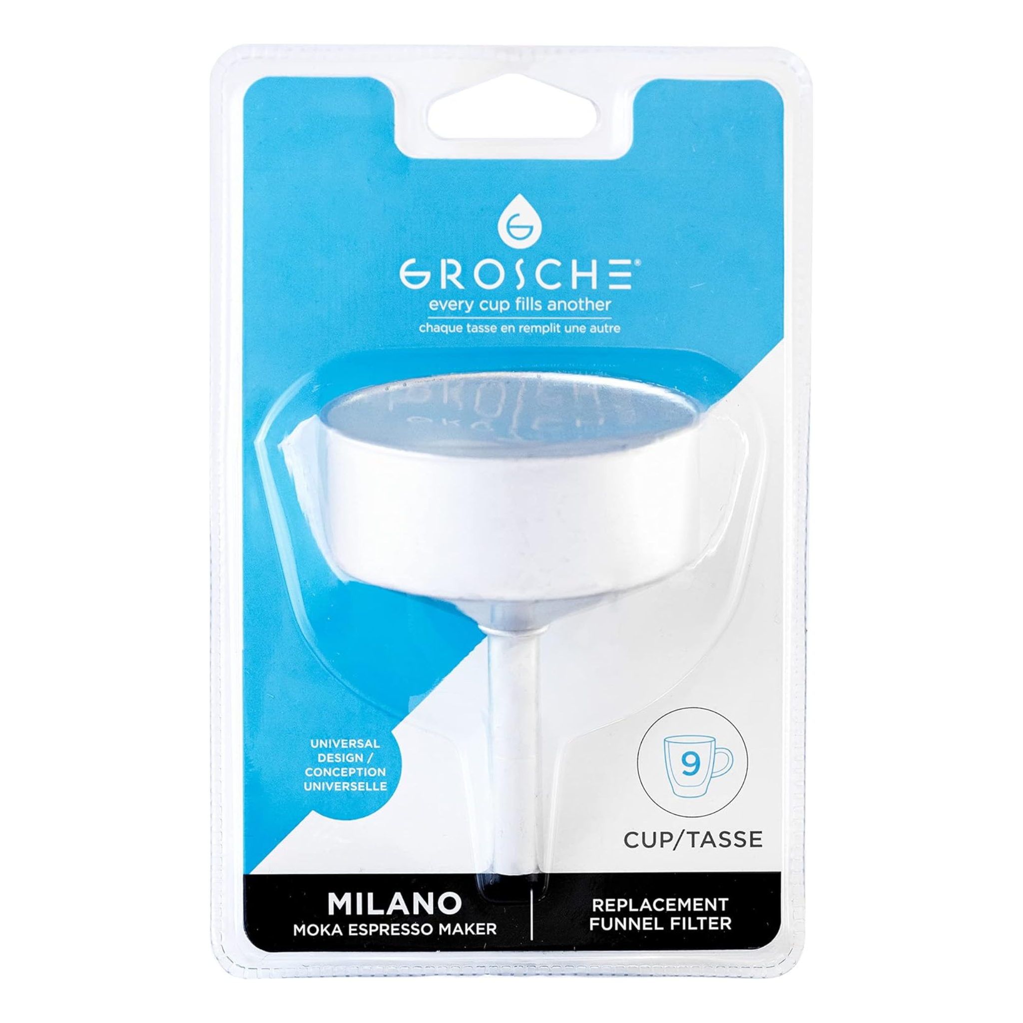 Filtre à entonnoir de remplacement pour cafetière Moka Milano 9 tasses - Grosche