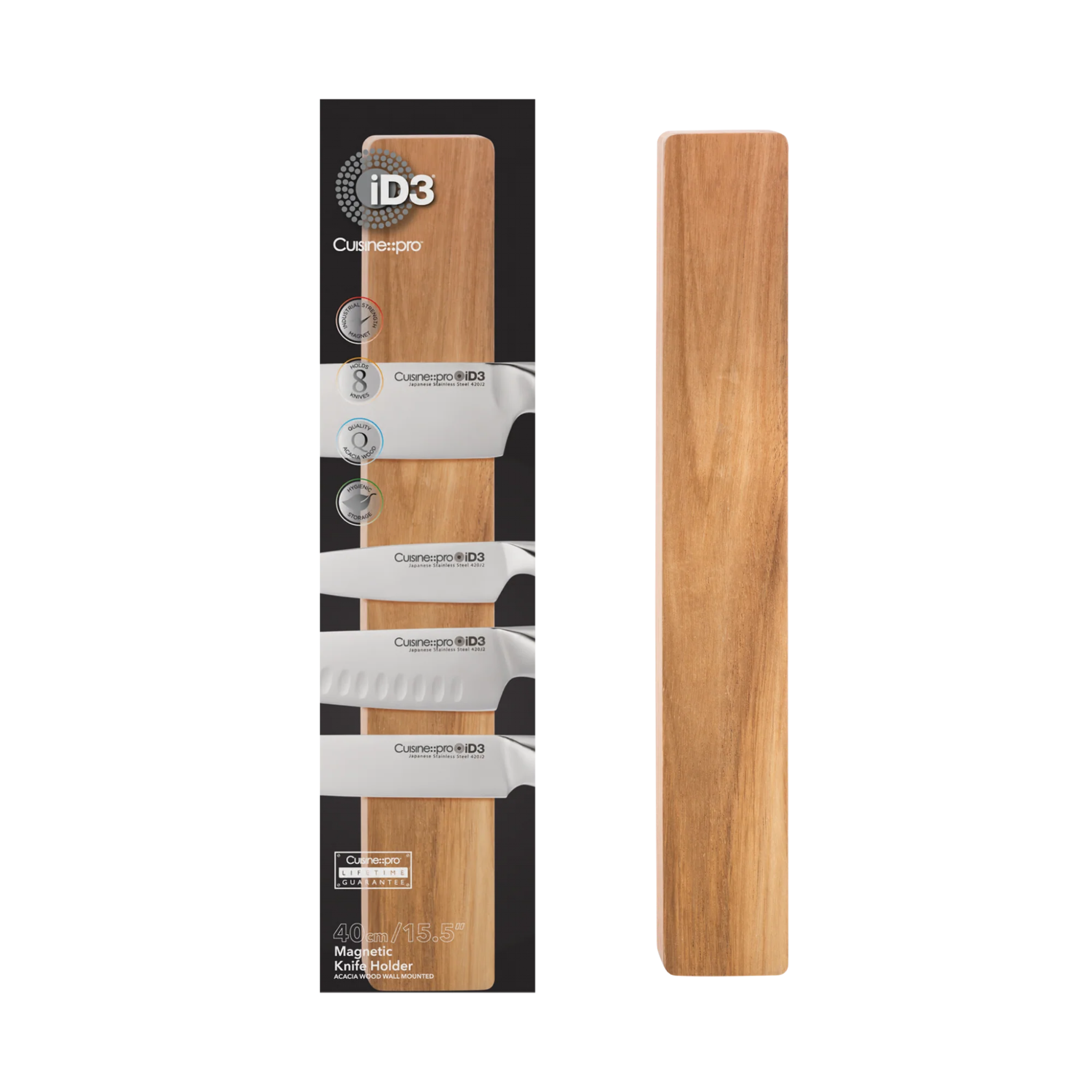 Support magnétique mural en bois d’acacia pour couteaux iD3® 39,4 cm – Cuisine::pro®