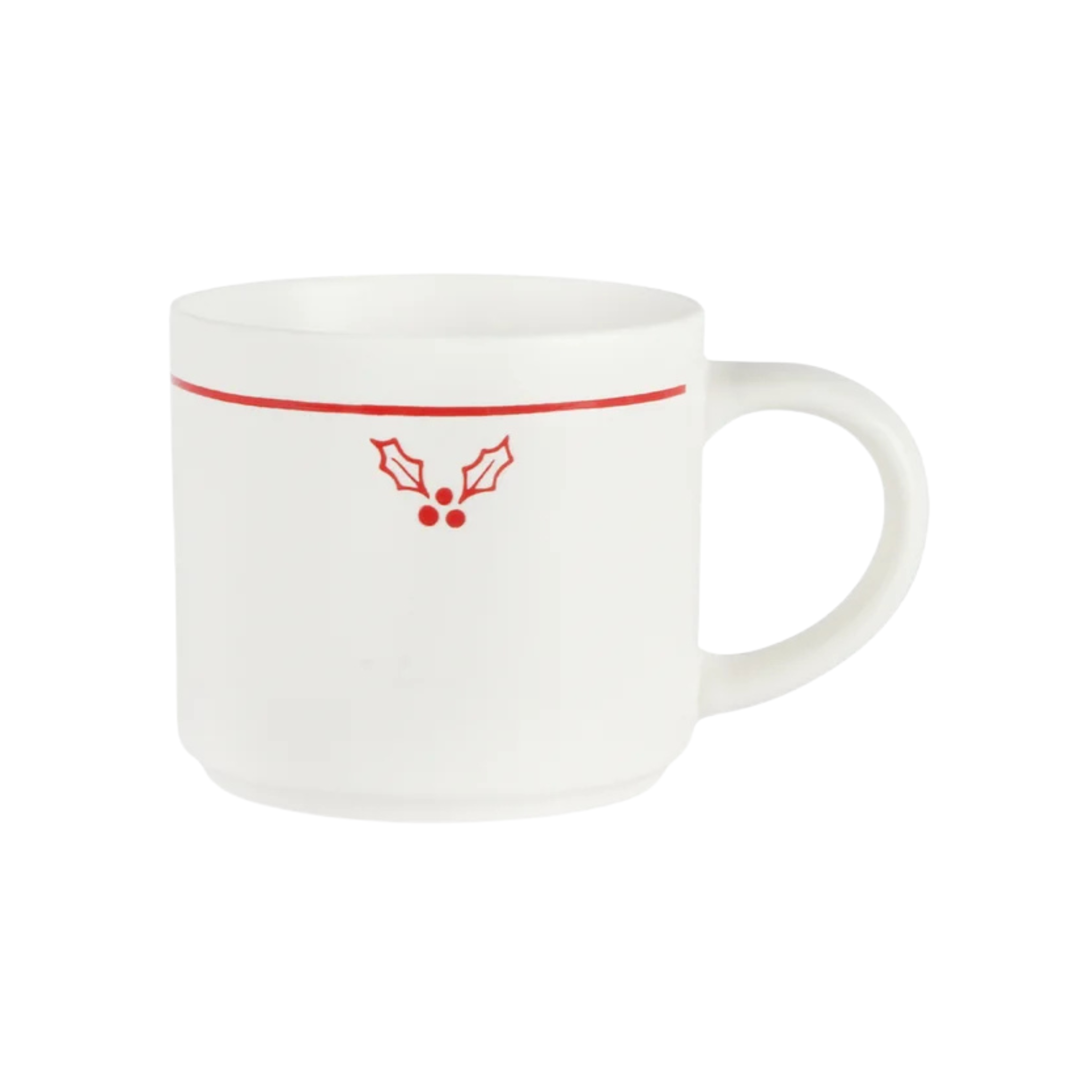 White mug with red holly 475 ml