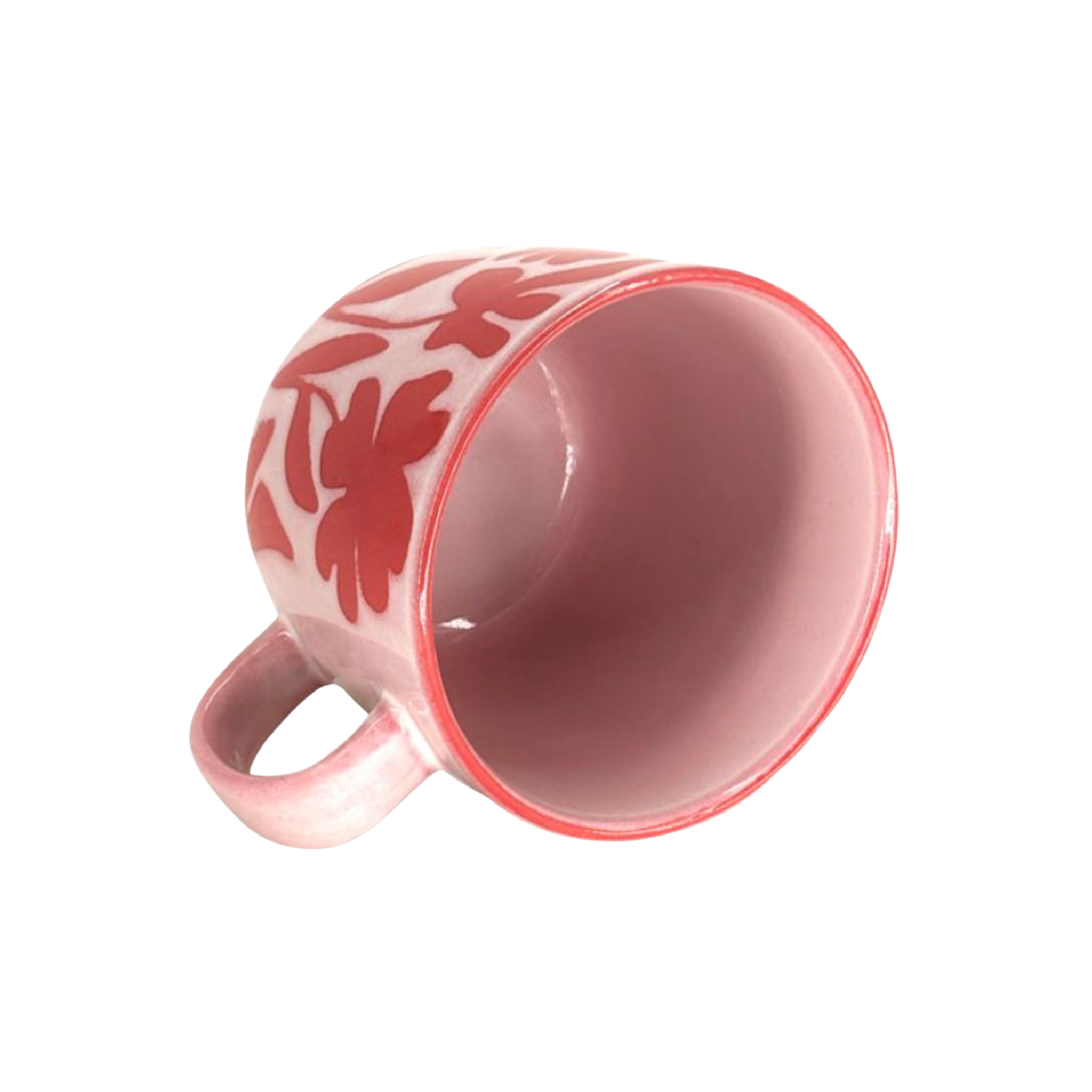 tasse grès 590 ml détail motifs feuilles tropicales