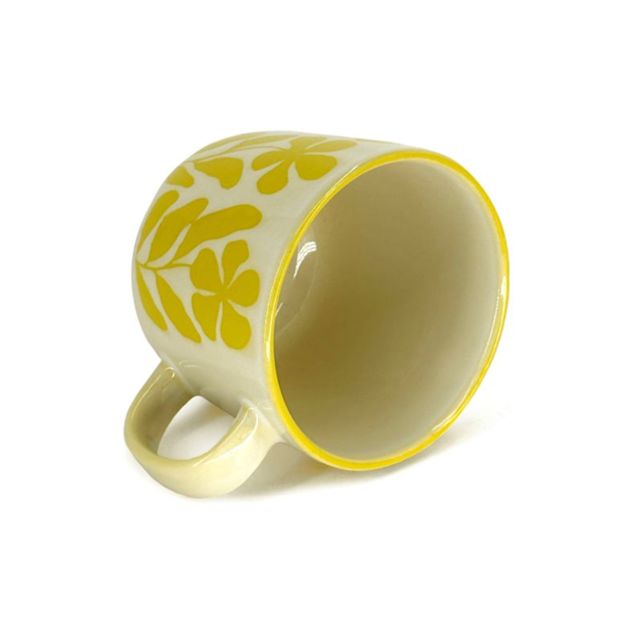 tasse grès 590 ml détail motifs feuilles tropicales
