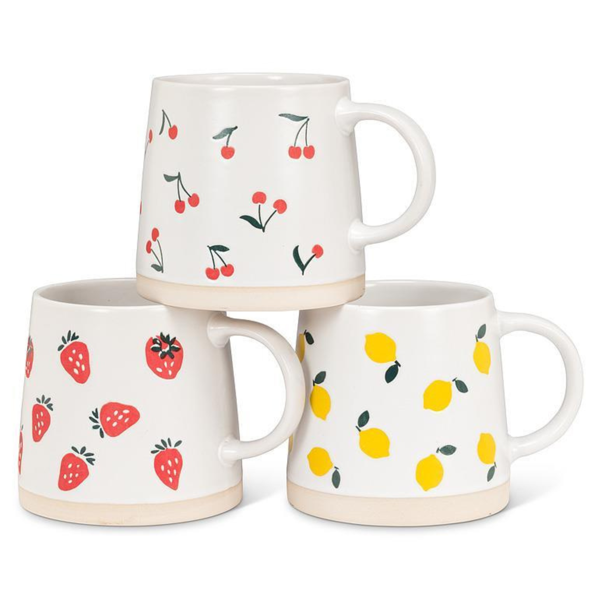 Tasse en grès beige avec motif de citrons 414 ml