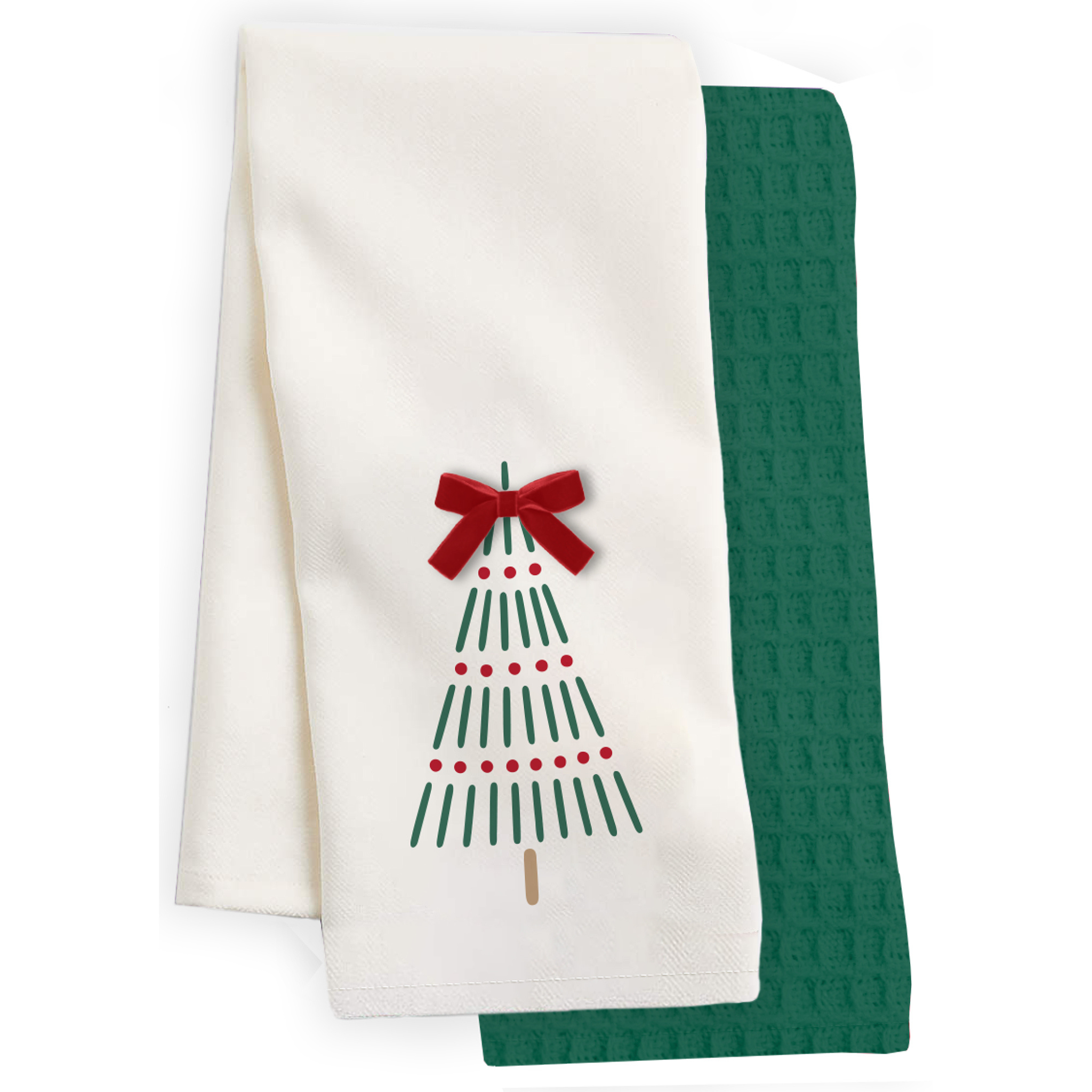 Ensemble de linges de cuisine sapin et ruban