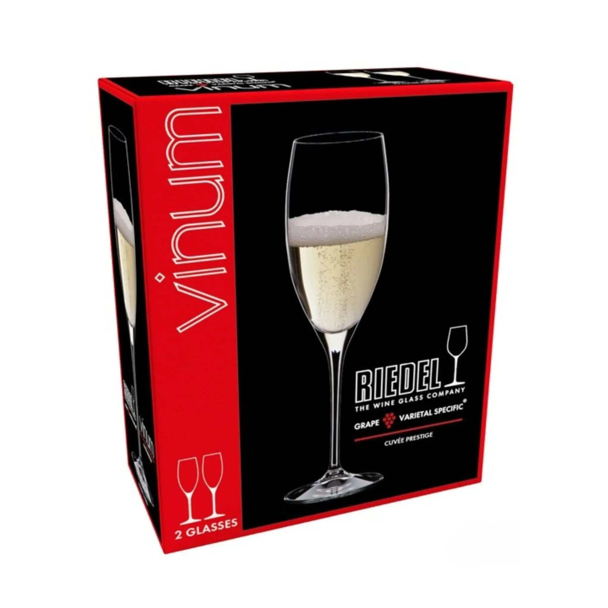 Ensemble de 2 verres à champagne Vinum Cuvée Prestige en cristal clair, idéaux pour sublimer les arômes et bulles du champagne