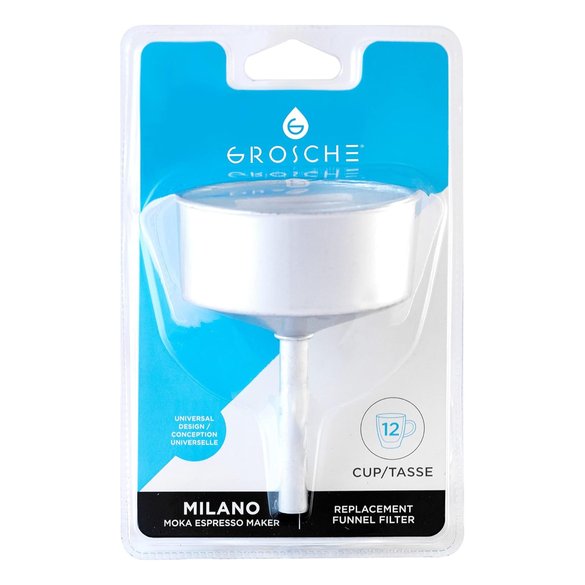 Filtre à entonnoir de remplacement pour cafetière Moka Milano 12 tasses - Grosche