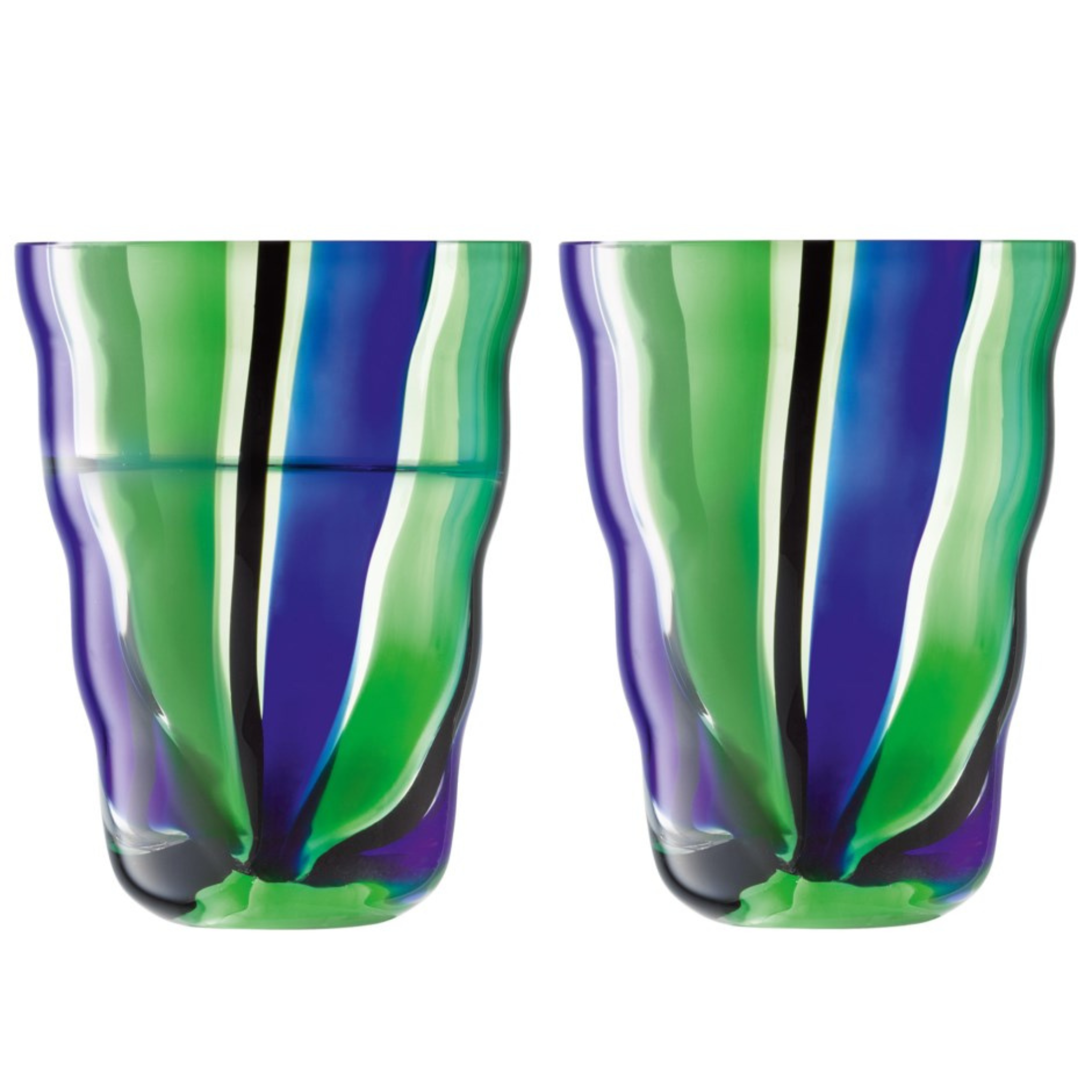 Ensemble de 2 verres Folk à rayures colorées