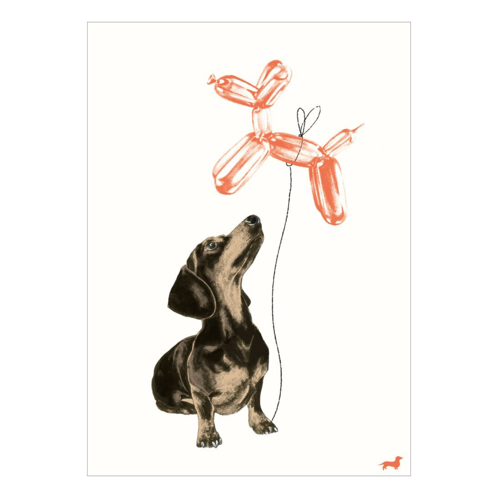 5x7 Dog and Balloon Greeting Card