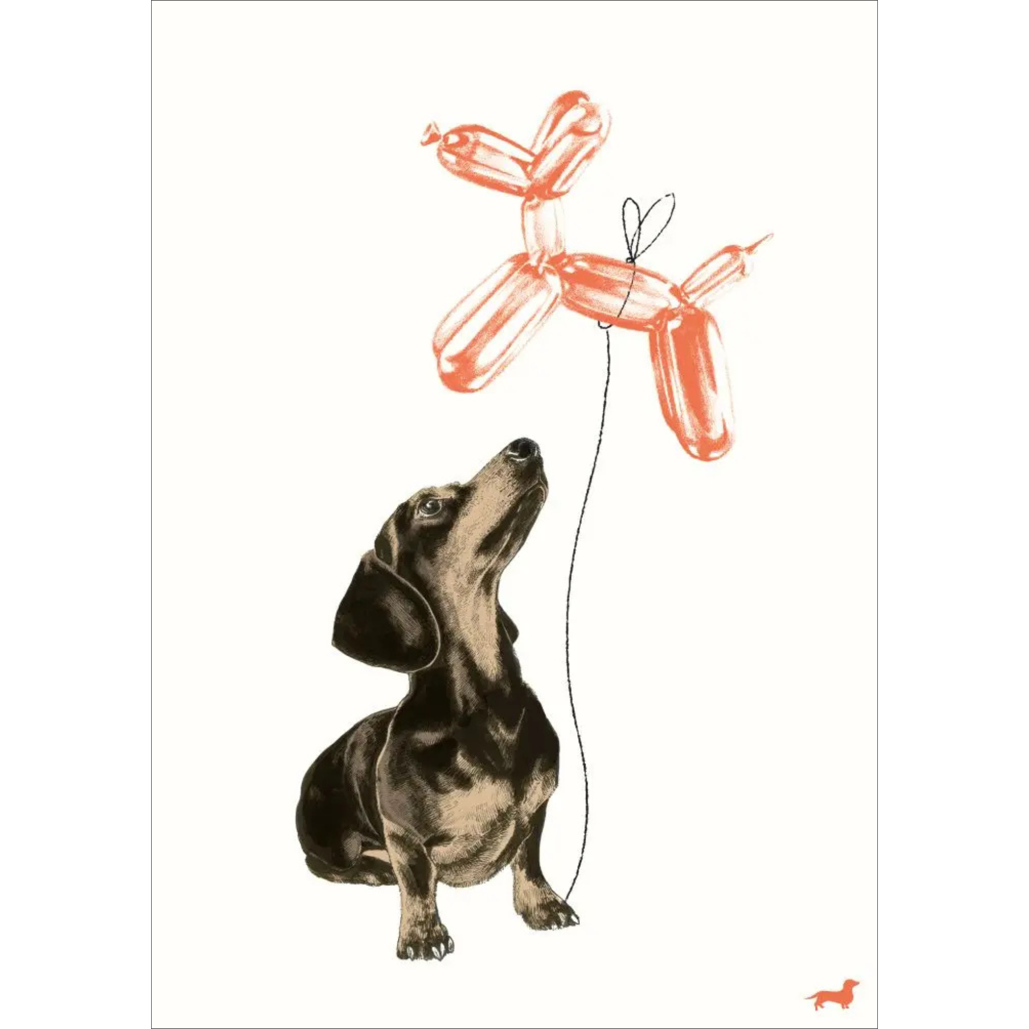 Dog with balloon card 5x7