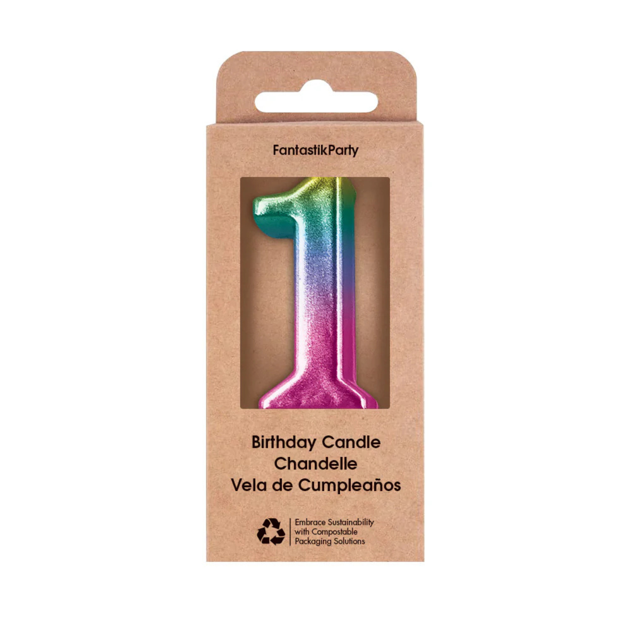 Bougie d'anniversaire métallique ombrée Chiffre 1