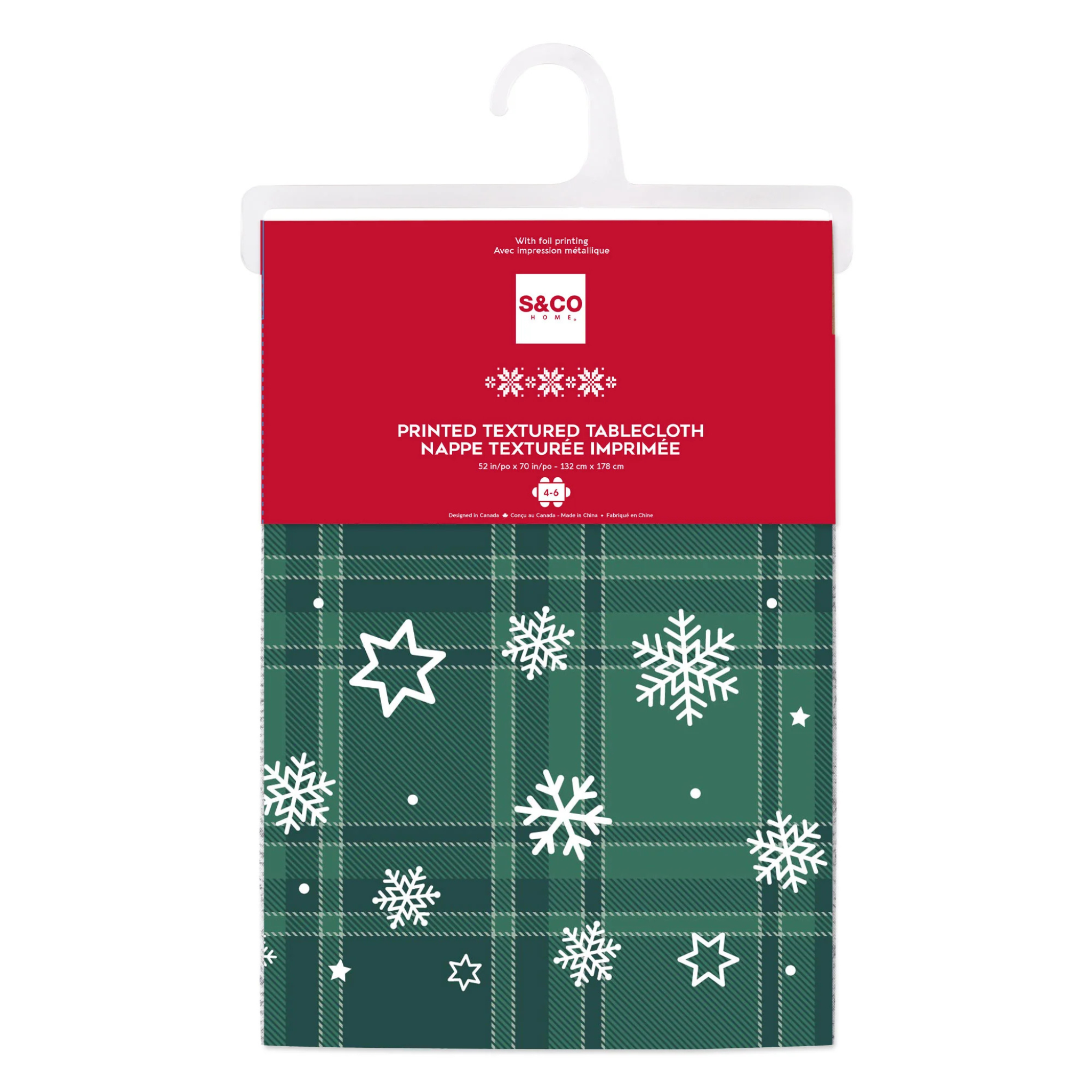 Festive Green Plaid Christmas Tablecloth 52 x 70 in