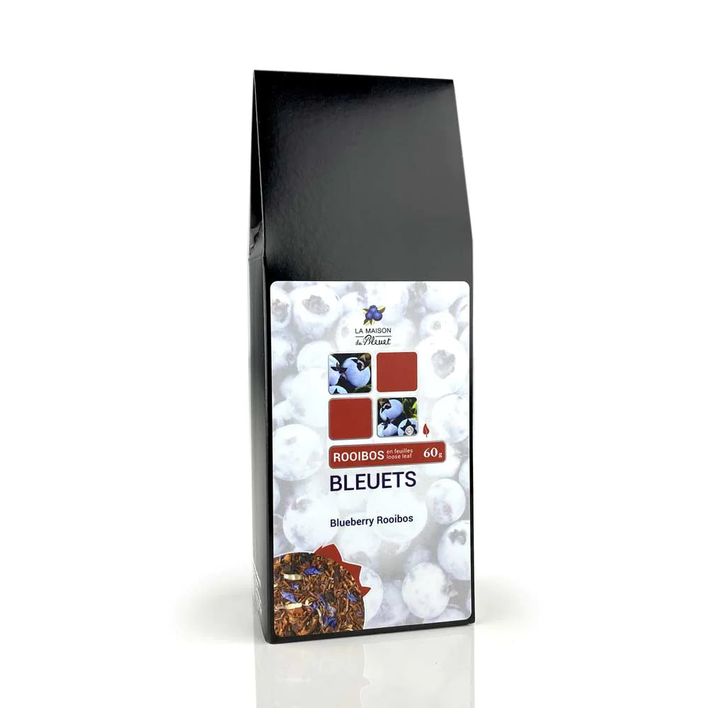 Thé rooibos aux bleuets 60g - La maison du bleuet