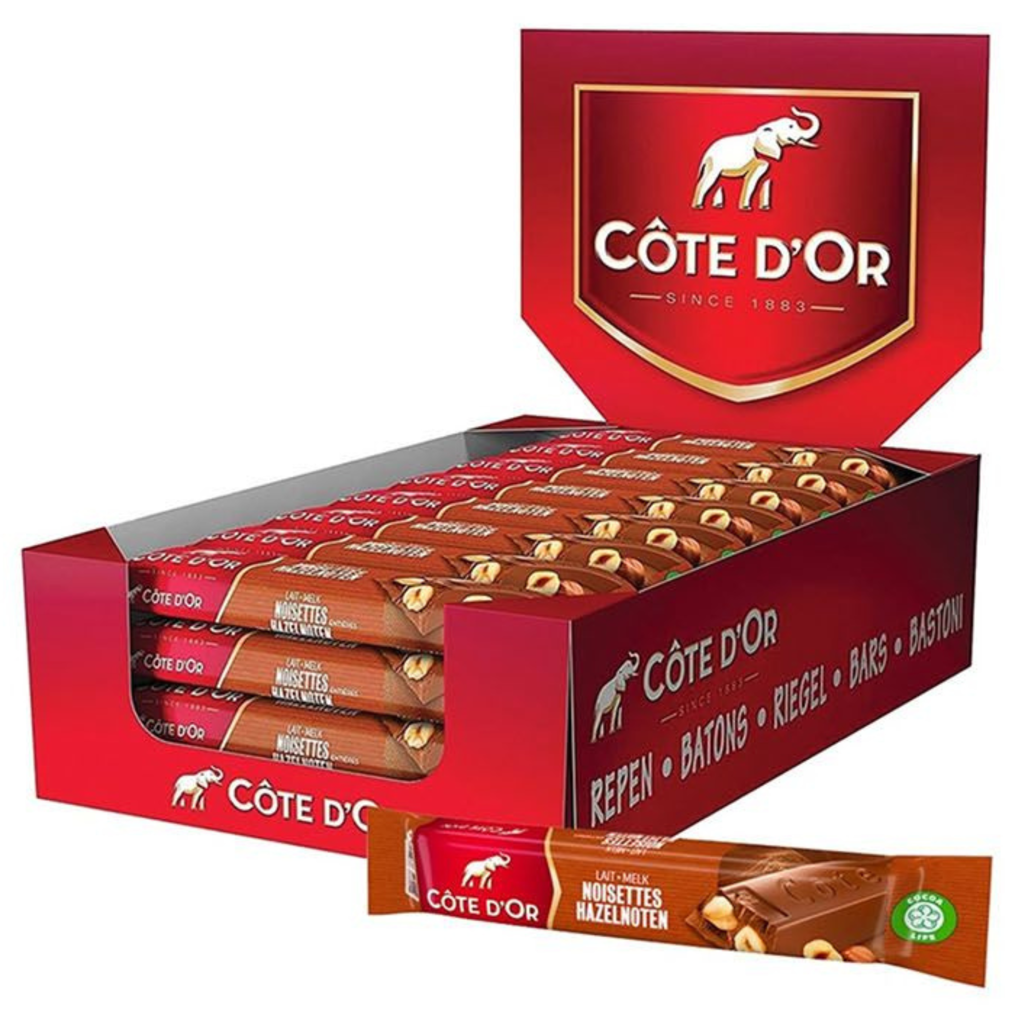 Chocolat au lait en bâton avec noisettes 45g