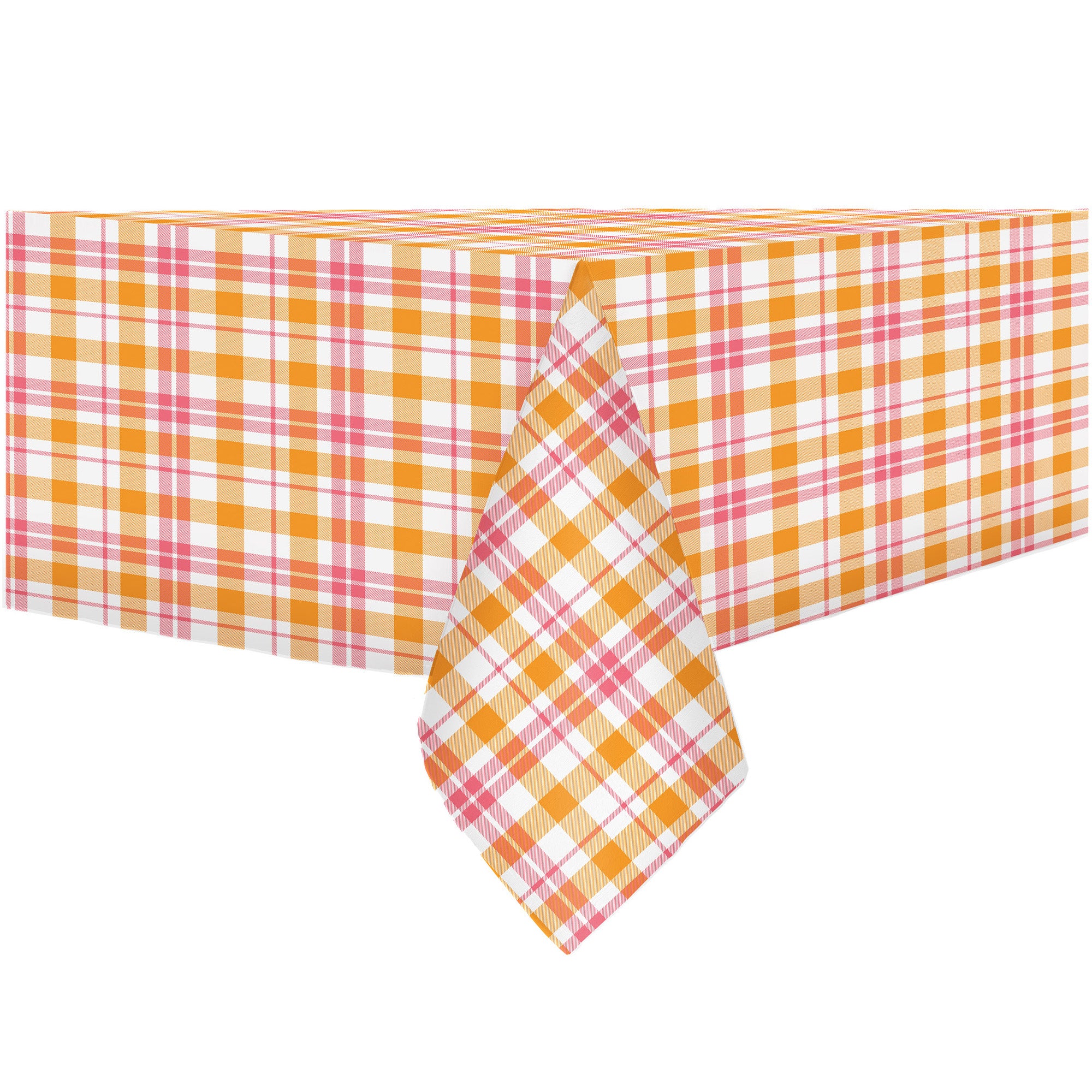 Nappe rectangulaire en flanelle à carreaux Rouge et orange Grandeurs variées