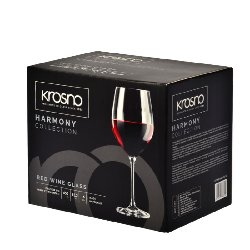 Ensemble de 6 coupes à vin rouge Harmony Krosno 450ml