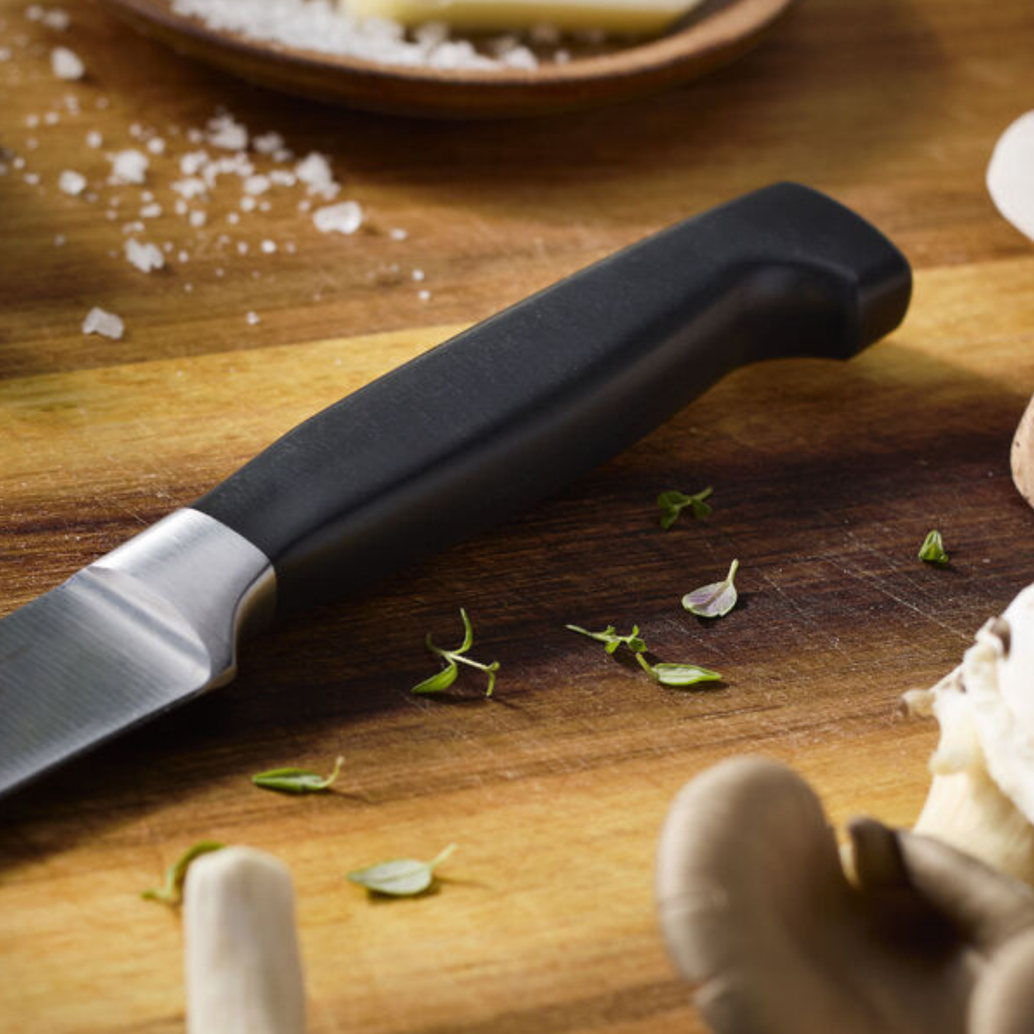Manche ergonomique noir du couteau utilitaire Zwilling Four Star