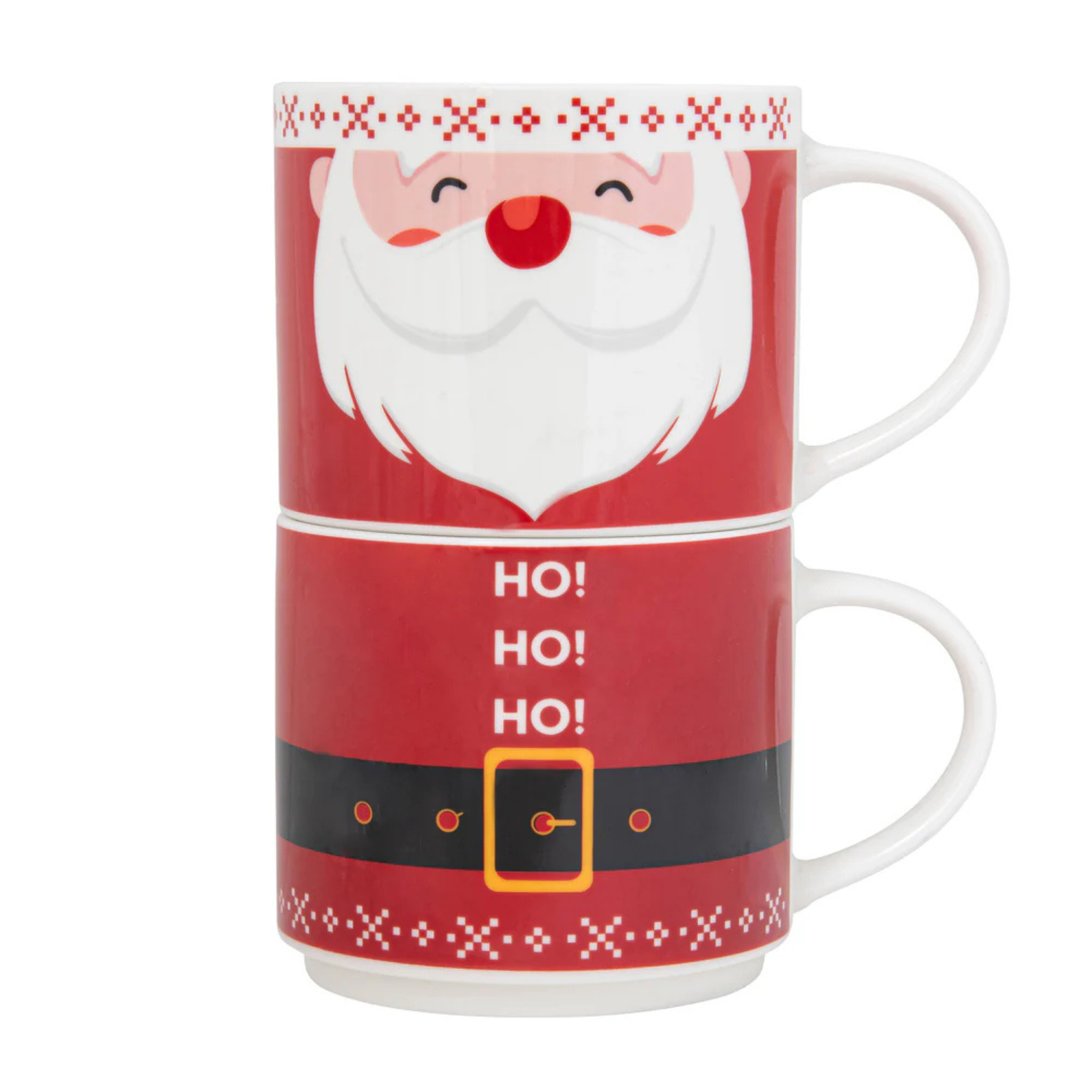 Set of 2 stackable Santa Claus mugs 480 ml
