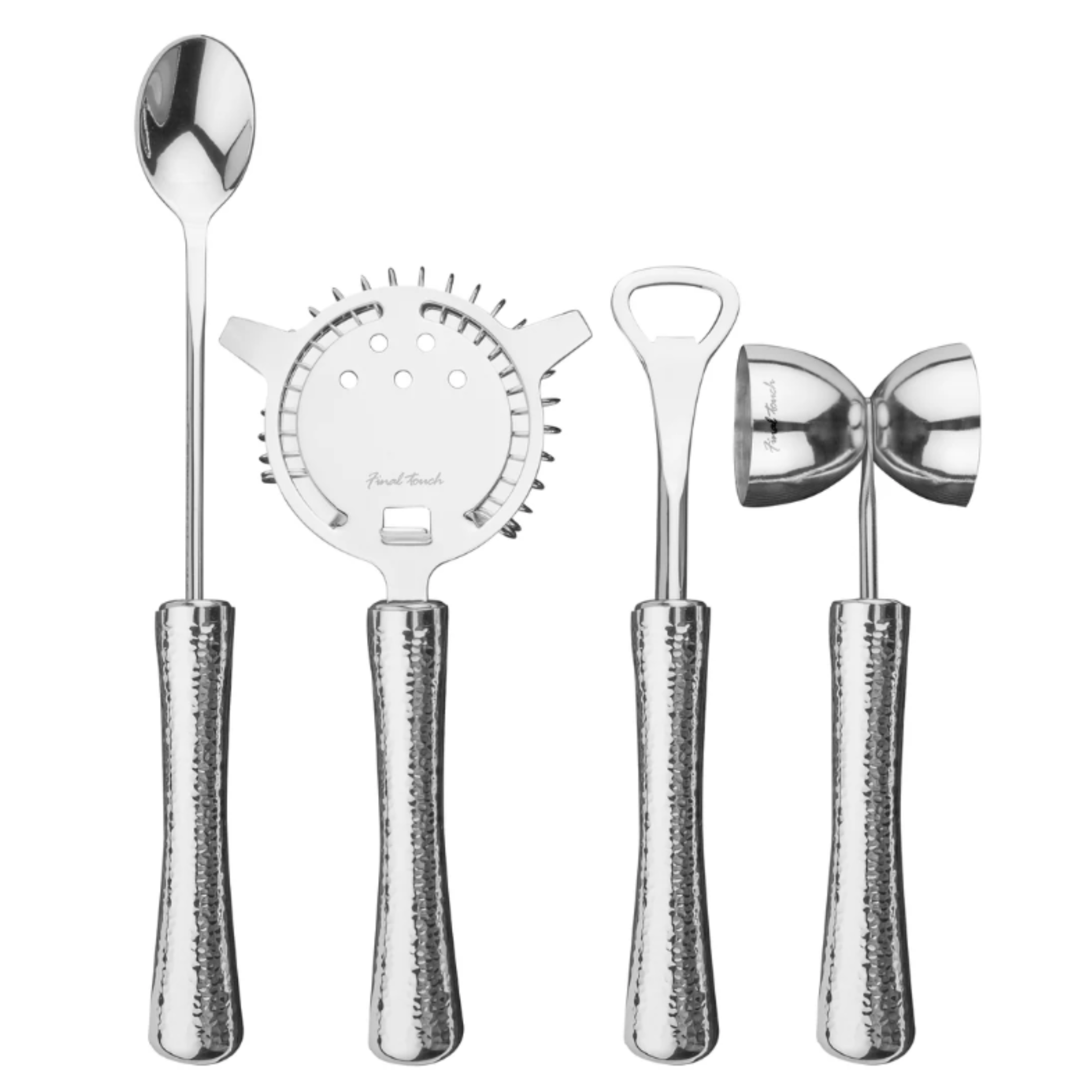 Ensemble d’accessoires à cocktail avec manches en acier inox 5 pièces