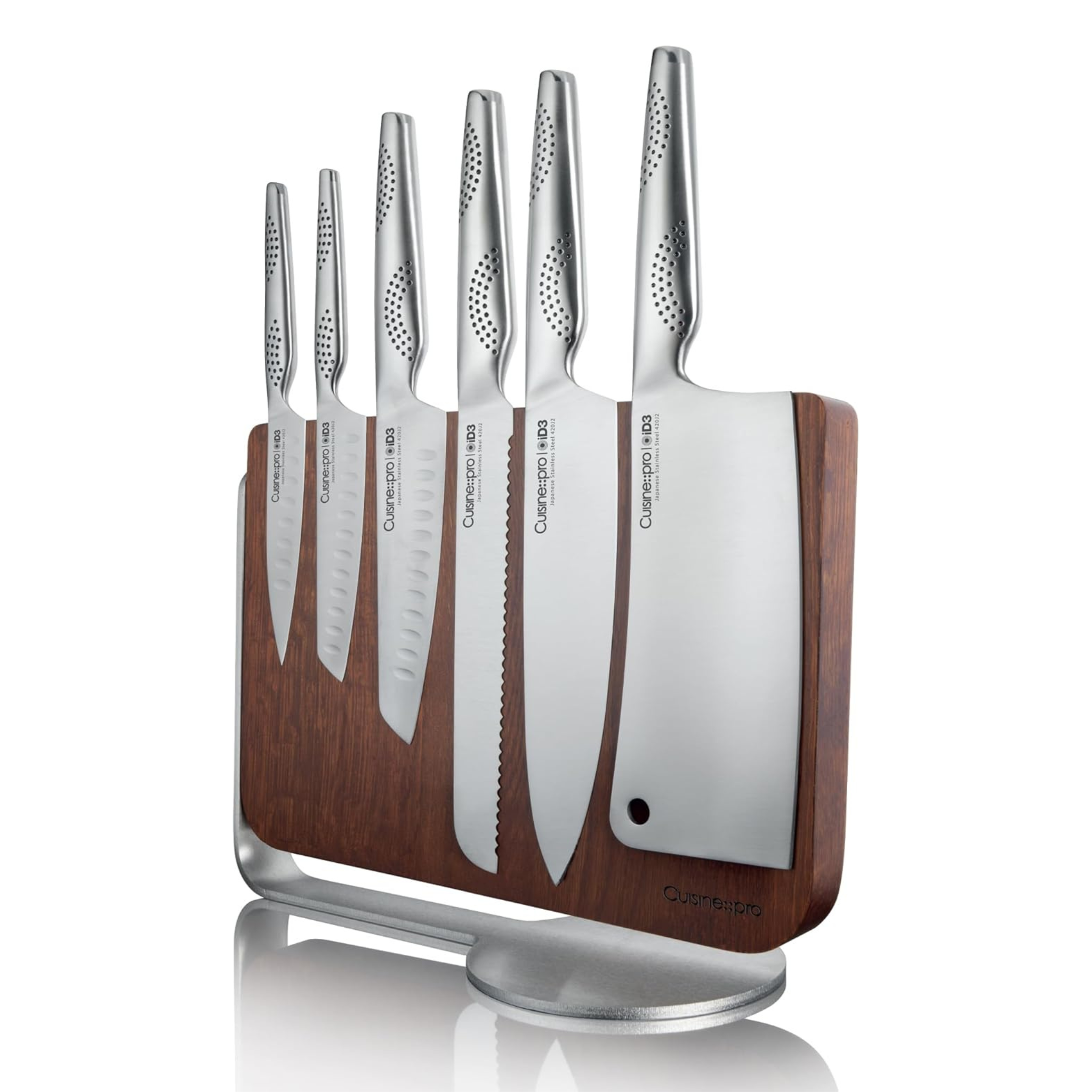 Bloc à couteaux 7 pièces Nakano iD3® avec couteaux en acier inoxydable et bloc magnétique en bois d’acacia