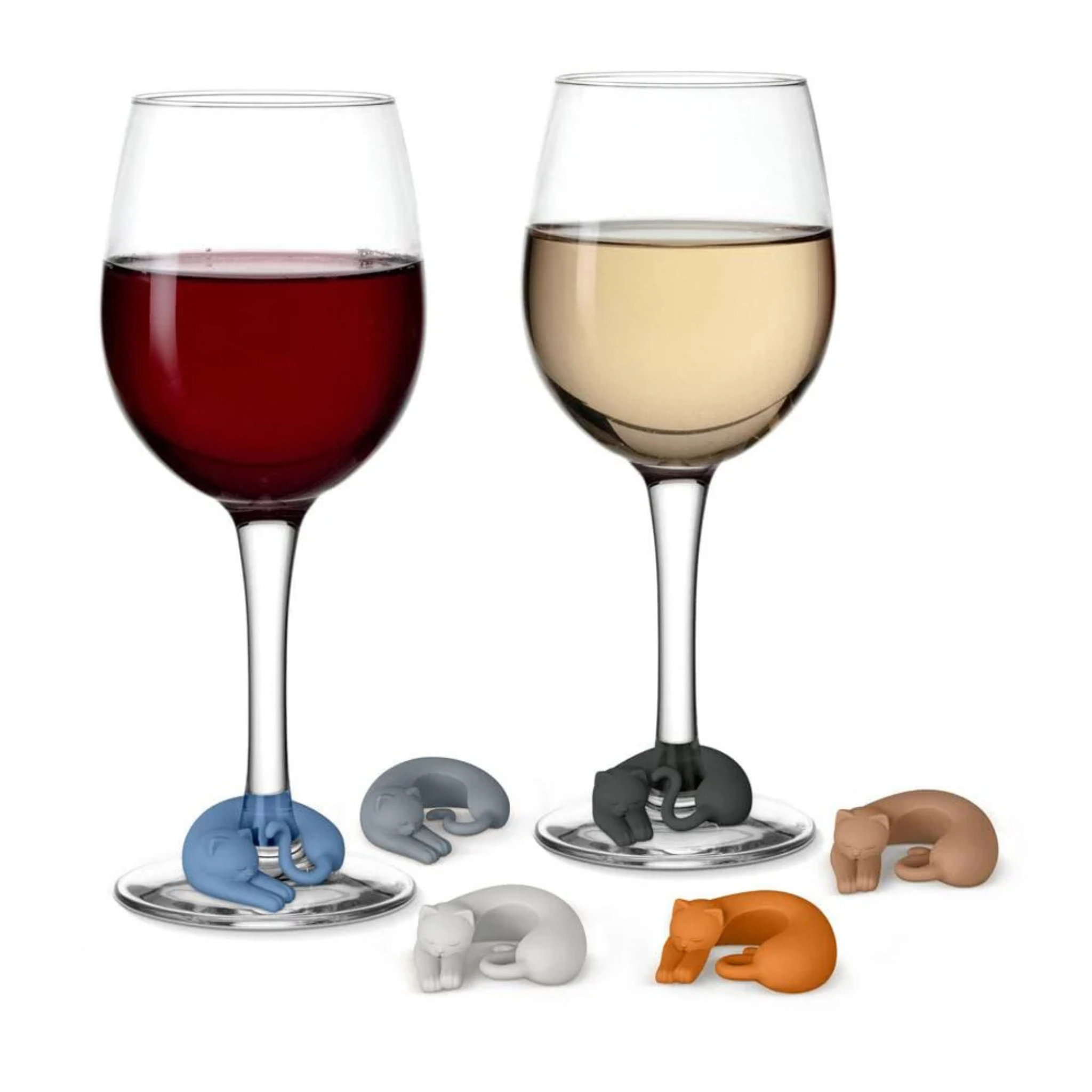 Ensemble de 6 marque-verres Wine Lives en forme de chat – Fred