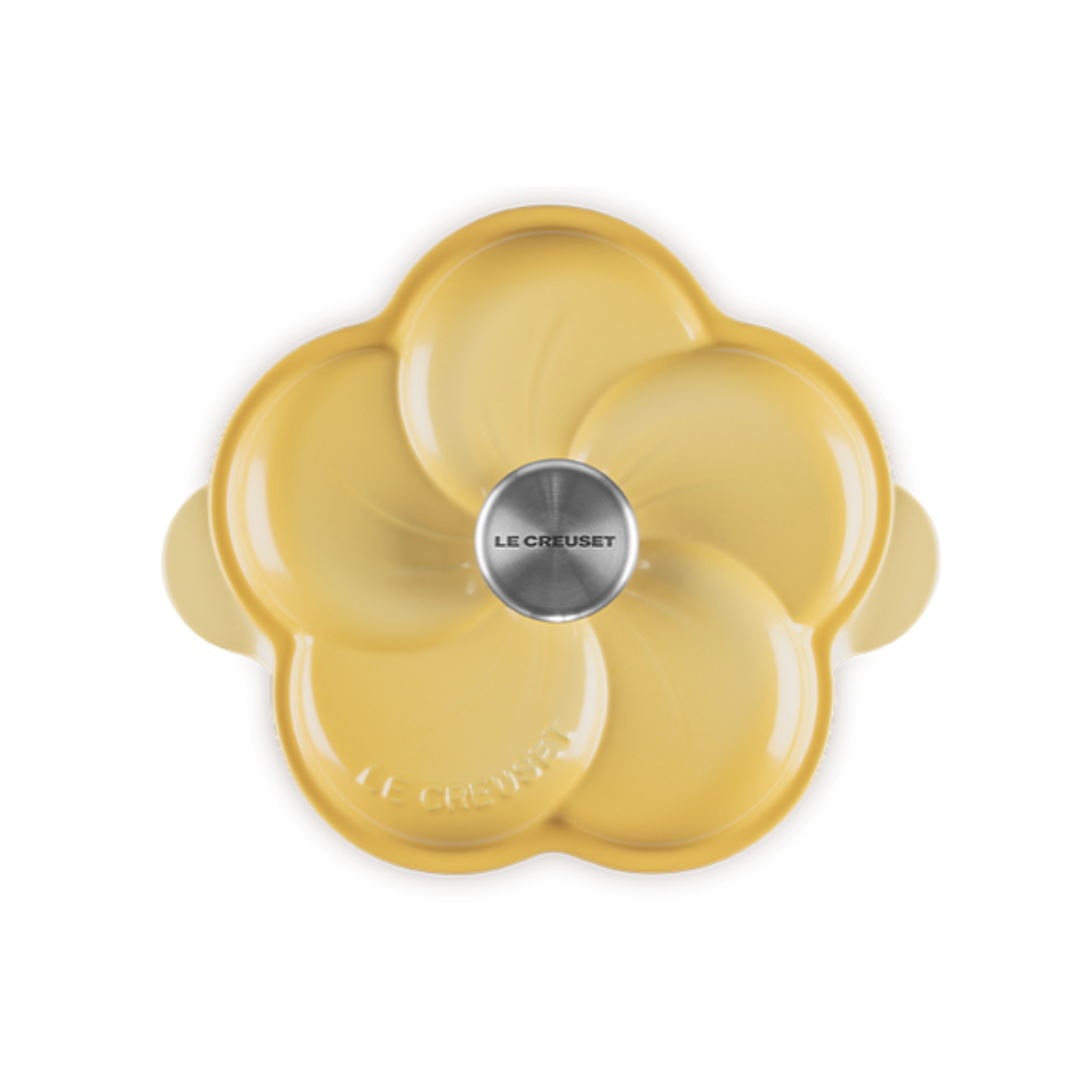 cocotte en fonte émaillée vue de dessus design fleur
