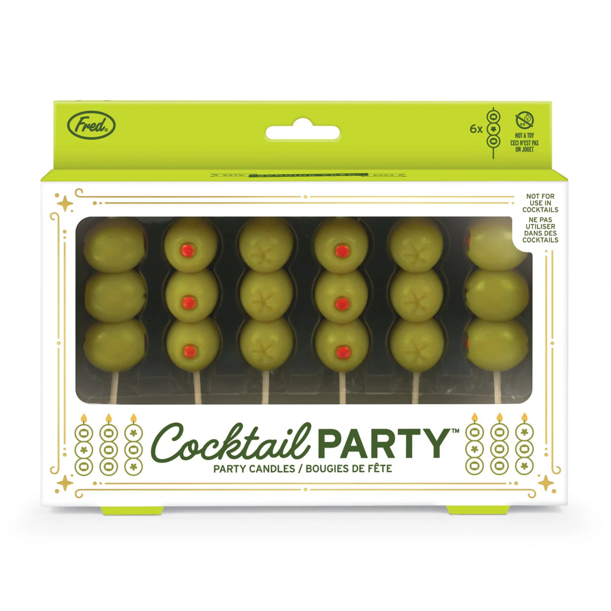 Ensemble de 6 bougies Cocktail Party en forme d’olive – Fred Fred