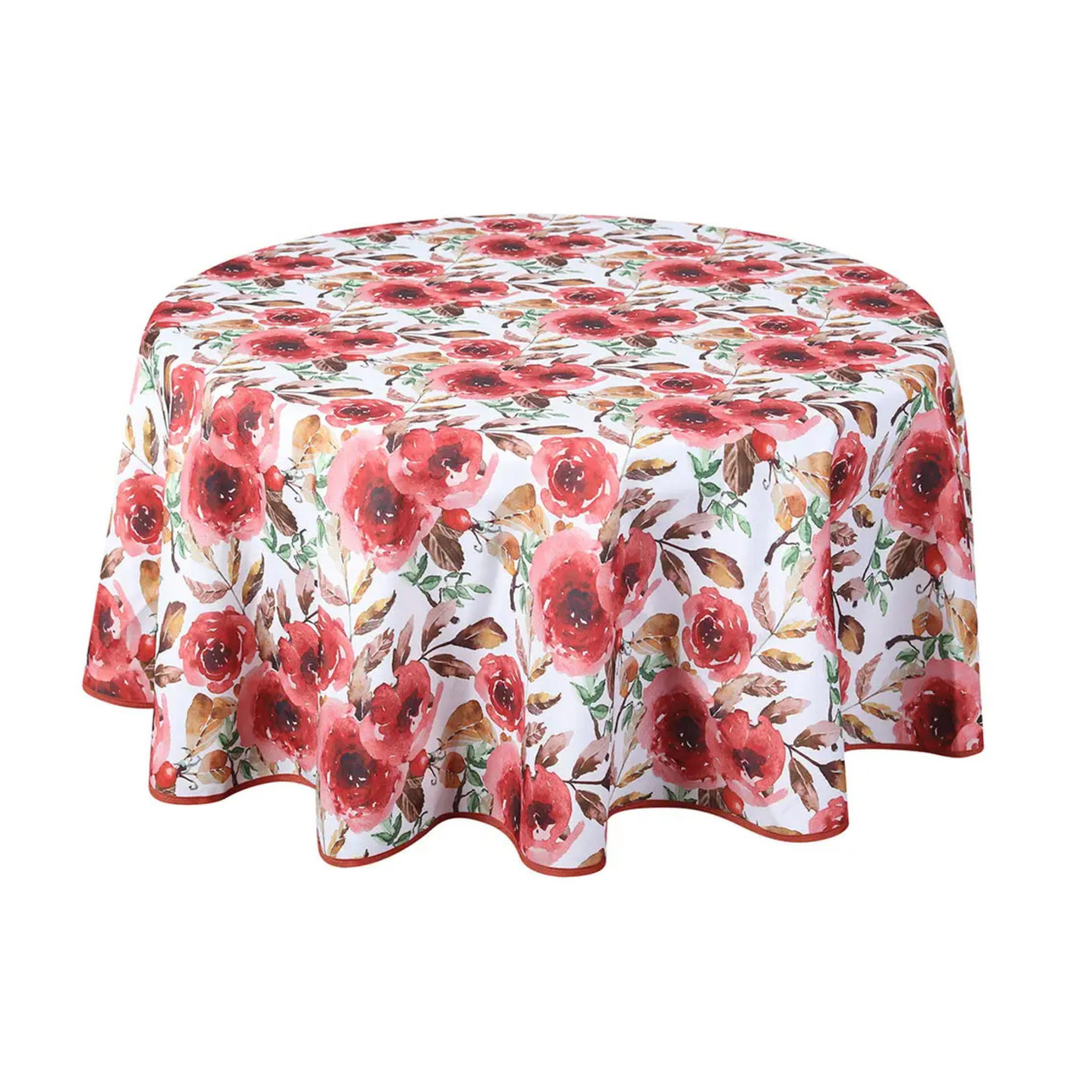 Nappe ronde en polyester imprimée Rose 70"