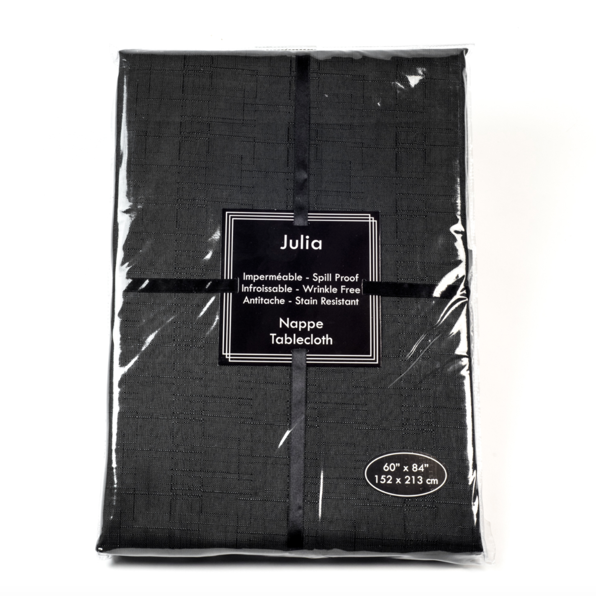 Julia Black Rectangular Tablecloth 60 x 84 in