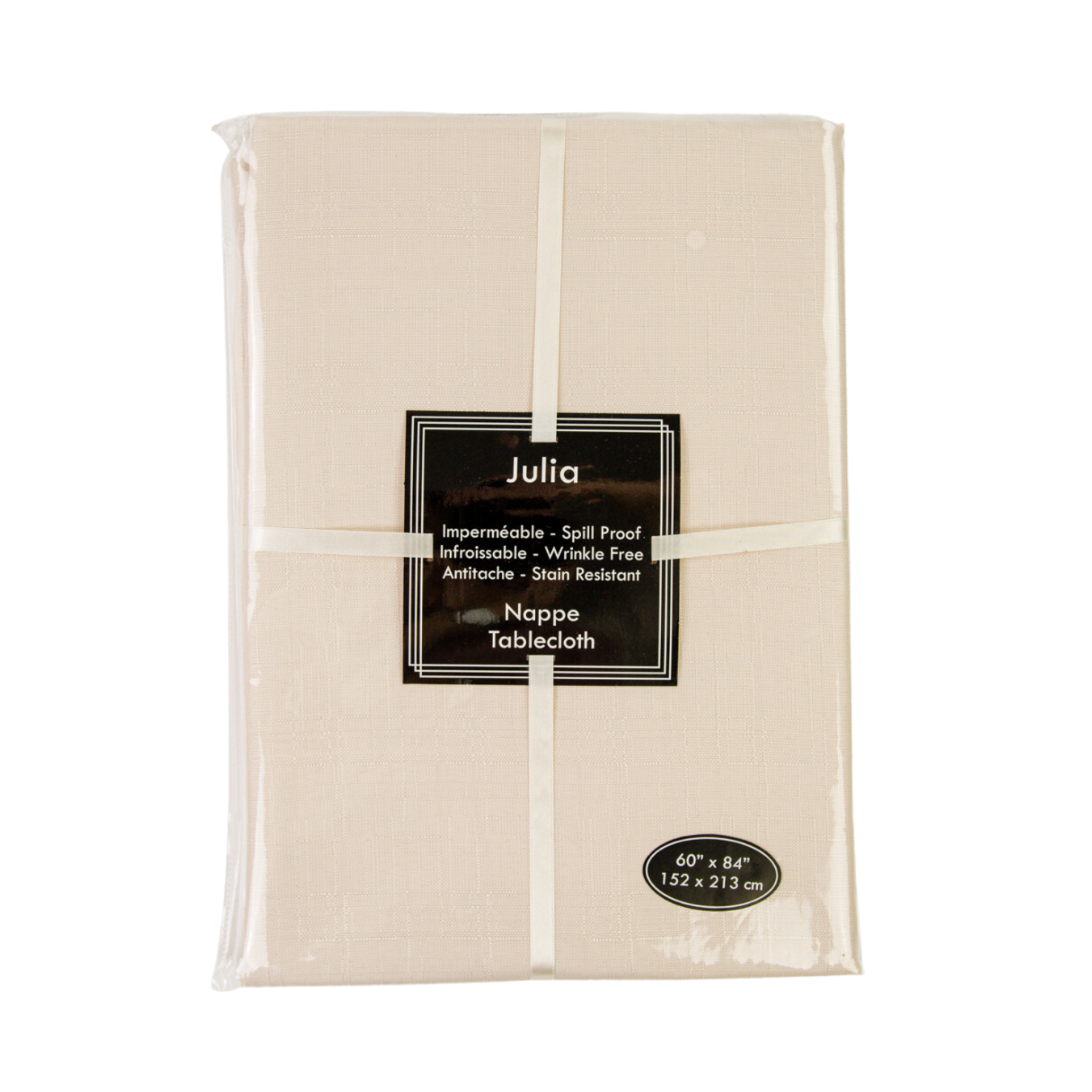 Julia Beige Rectangular Tablecloth 60 x 84 in