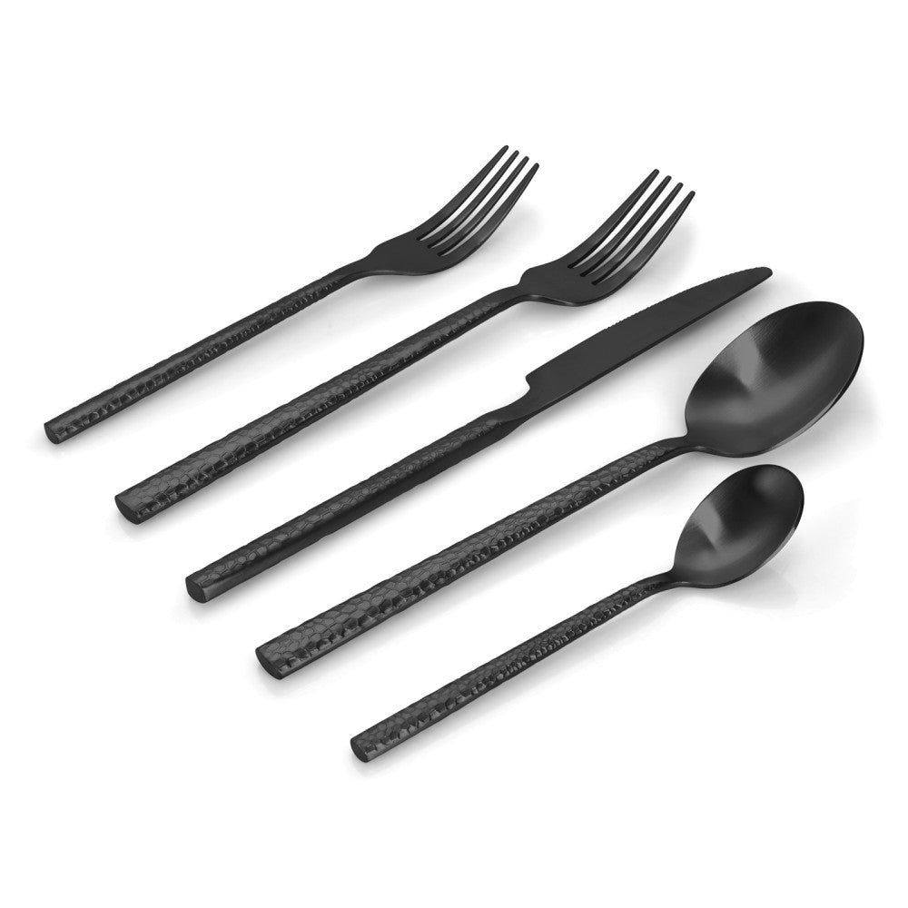 Classic Matte Black 20 Piece Utensil Set - Glossy