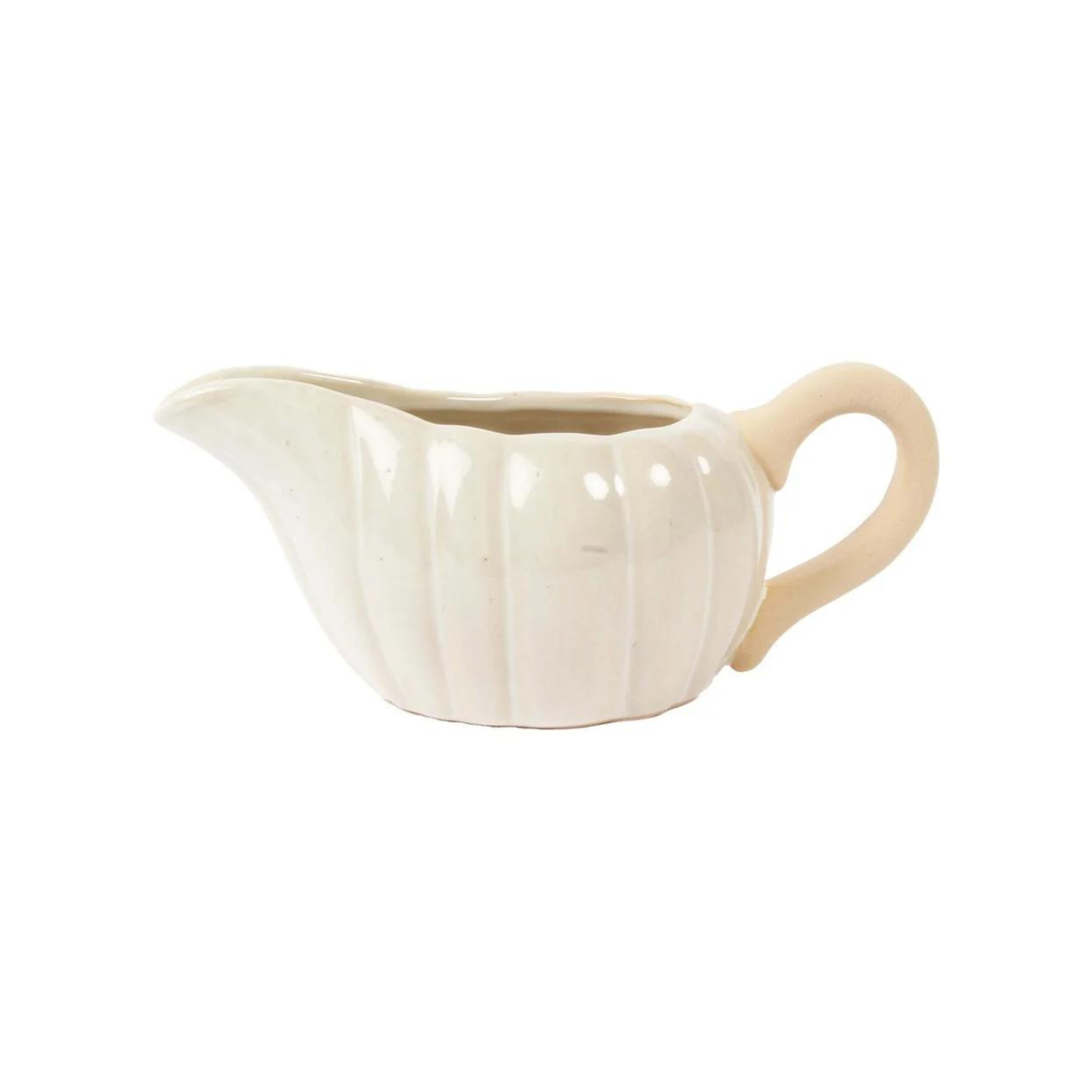 Saucière en céramique en forme de citrouille Blanche