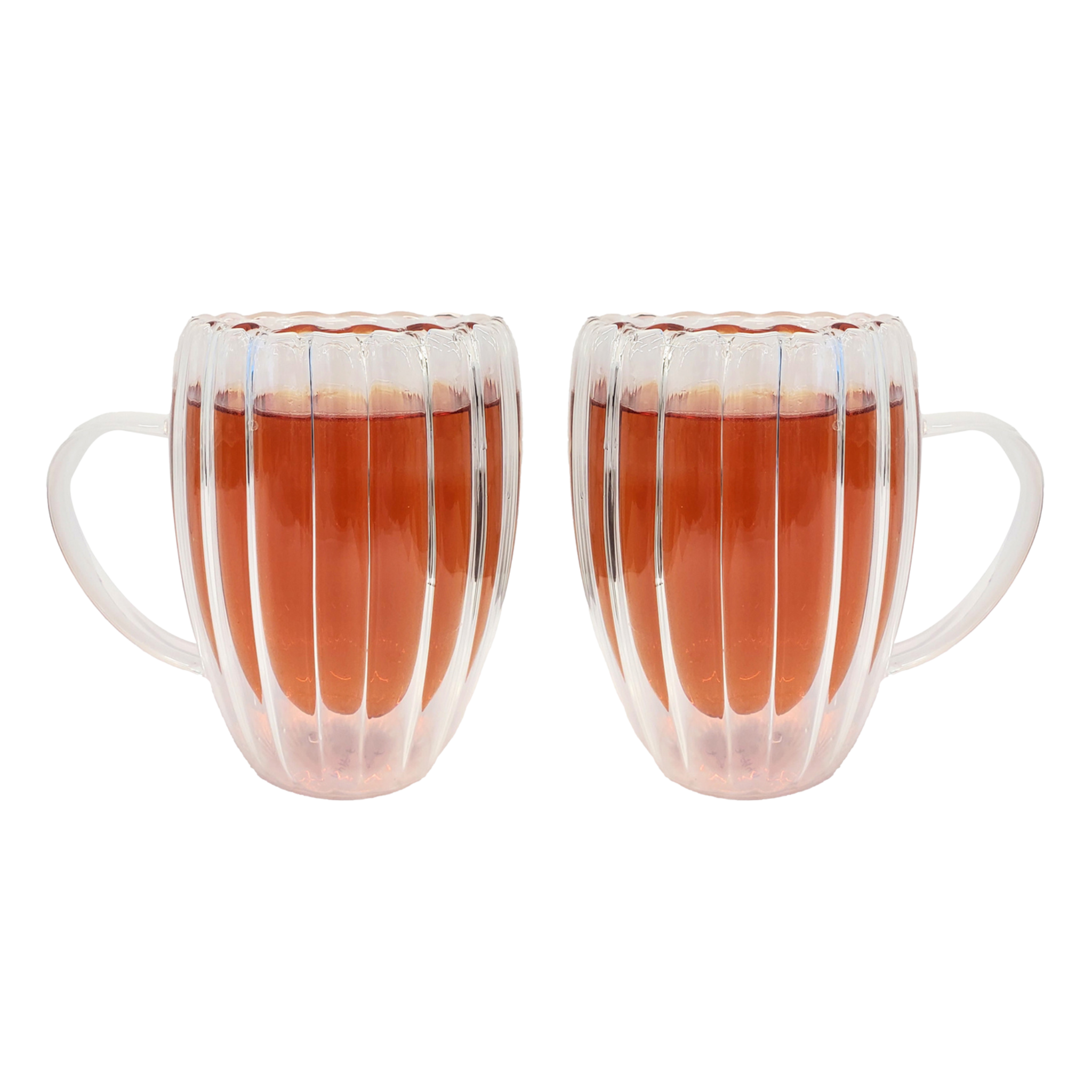 Ensemble de 2 tasses en verre à double paroi avec motif embossé 350 ml