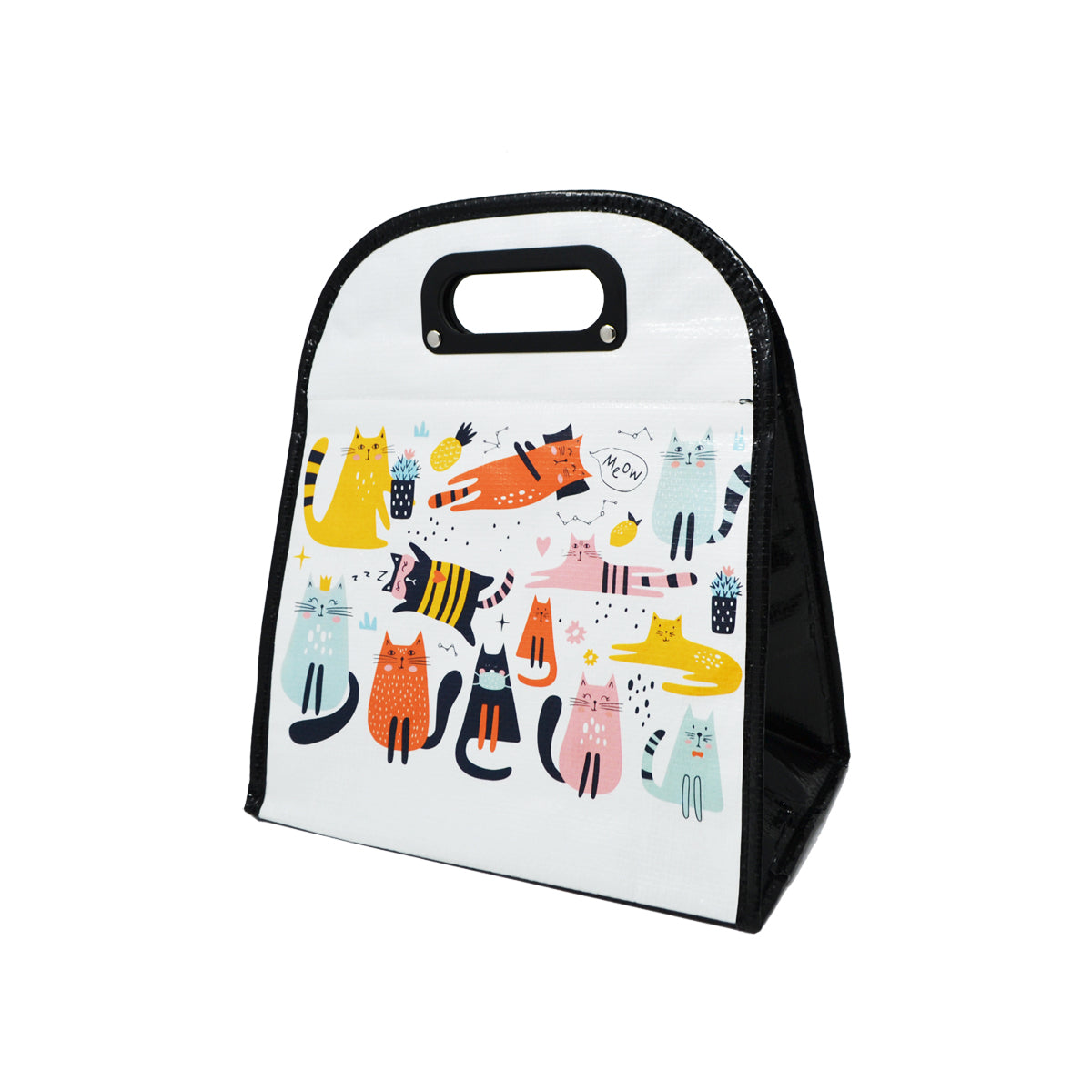 Sac à lunch motifs chats colorés