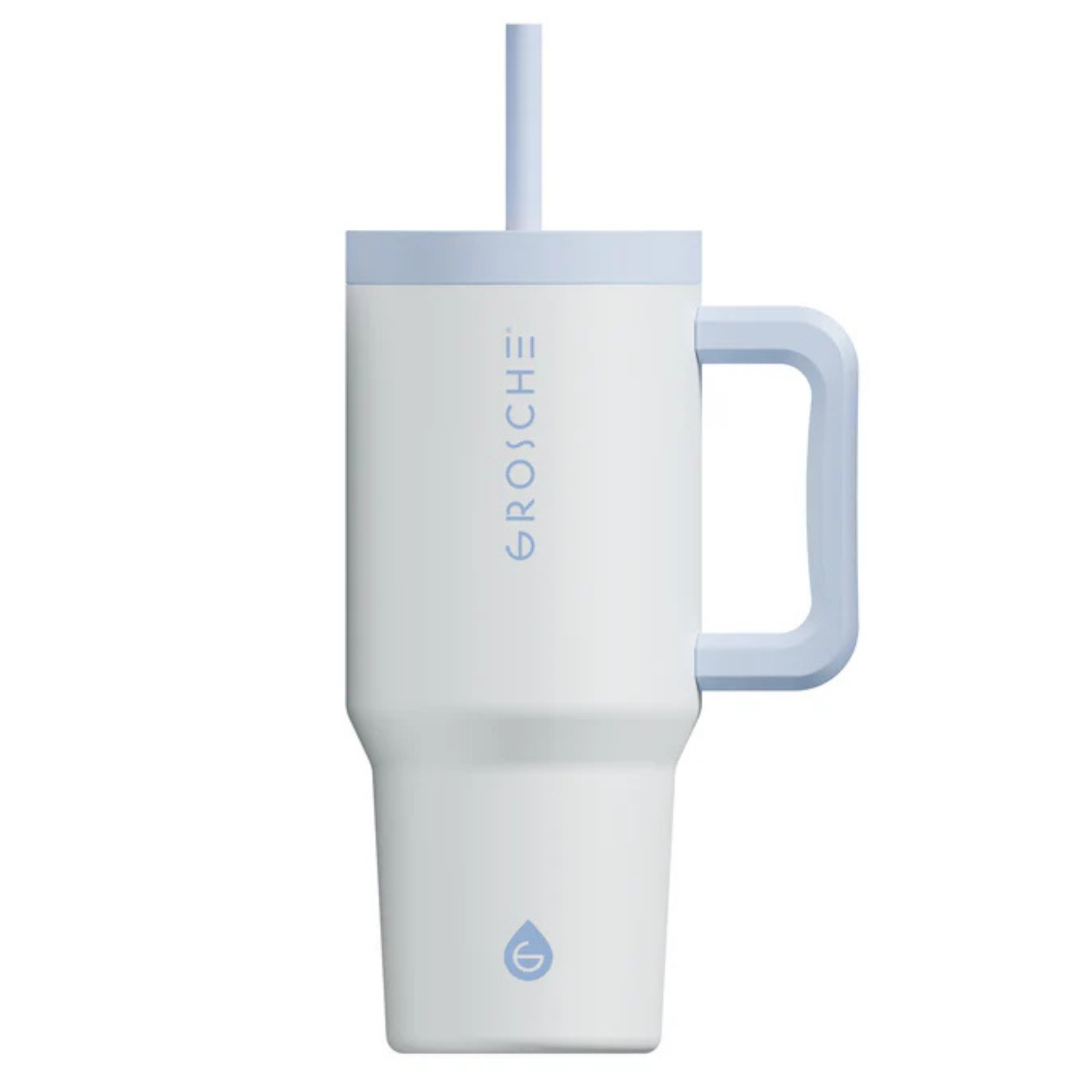 Tasse de voyage avec paille Aspen Blanc Givré 946 ml - Grosche