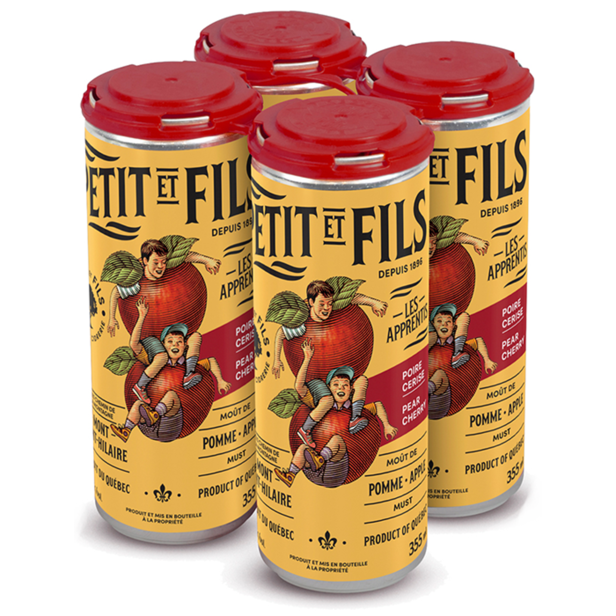 Moût de pomme pétillant poire et cerise 355ml (unité) - Petit et Fils