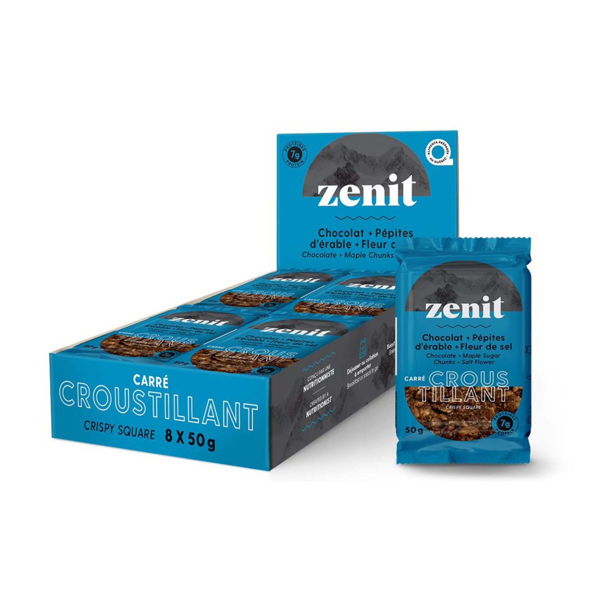 Crispy chocolate square, maple chips and fleur de sel 50g - Zenit