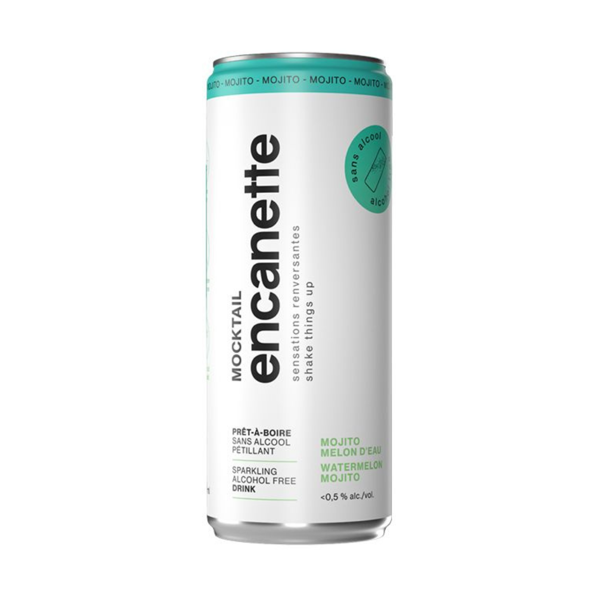 Sparkling non-alcoholic watermelon mojito mocktail 250ml - can