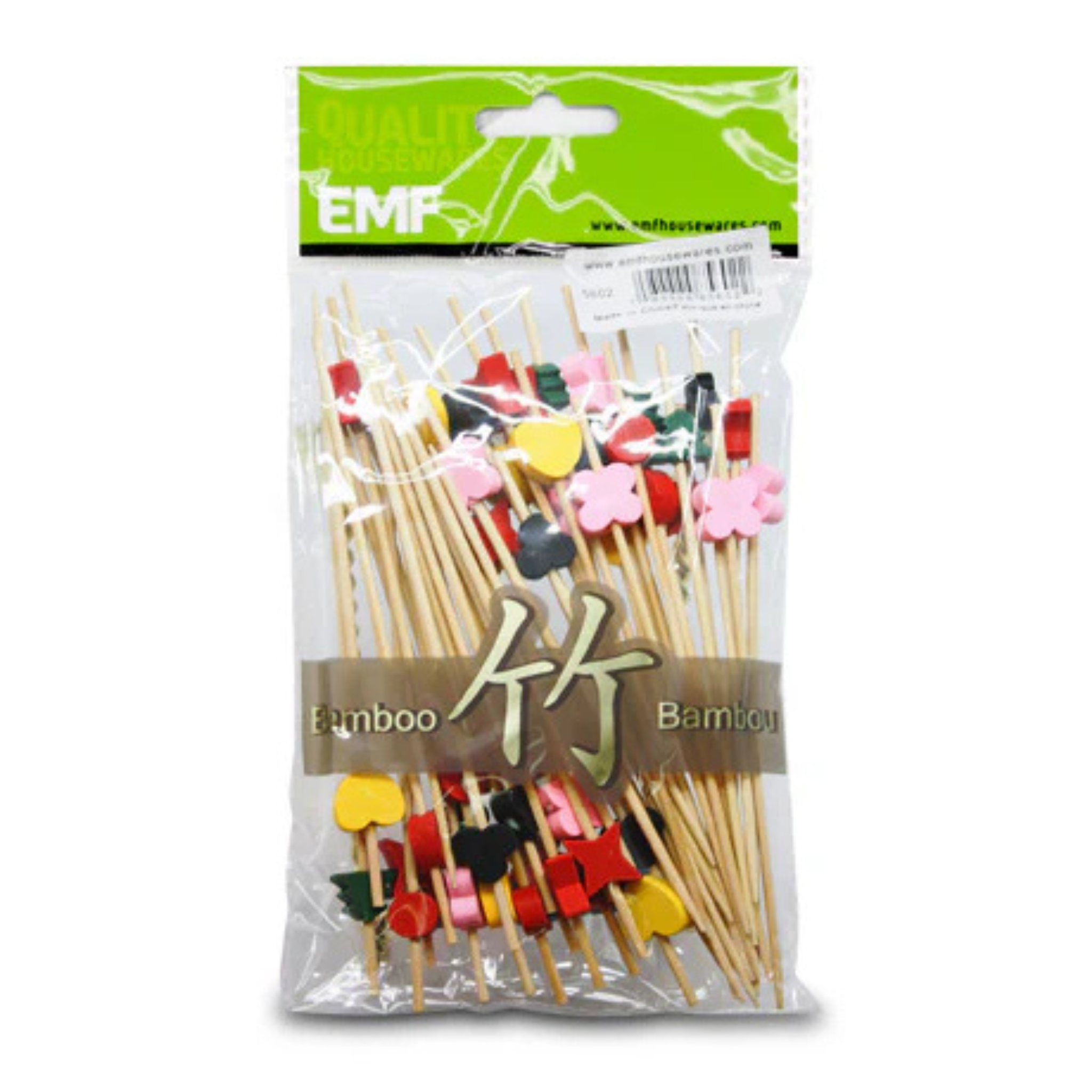 Set of 50 bamboo picks with charms 12 cm