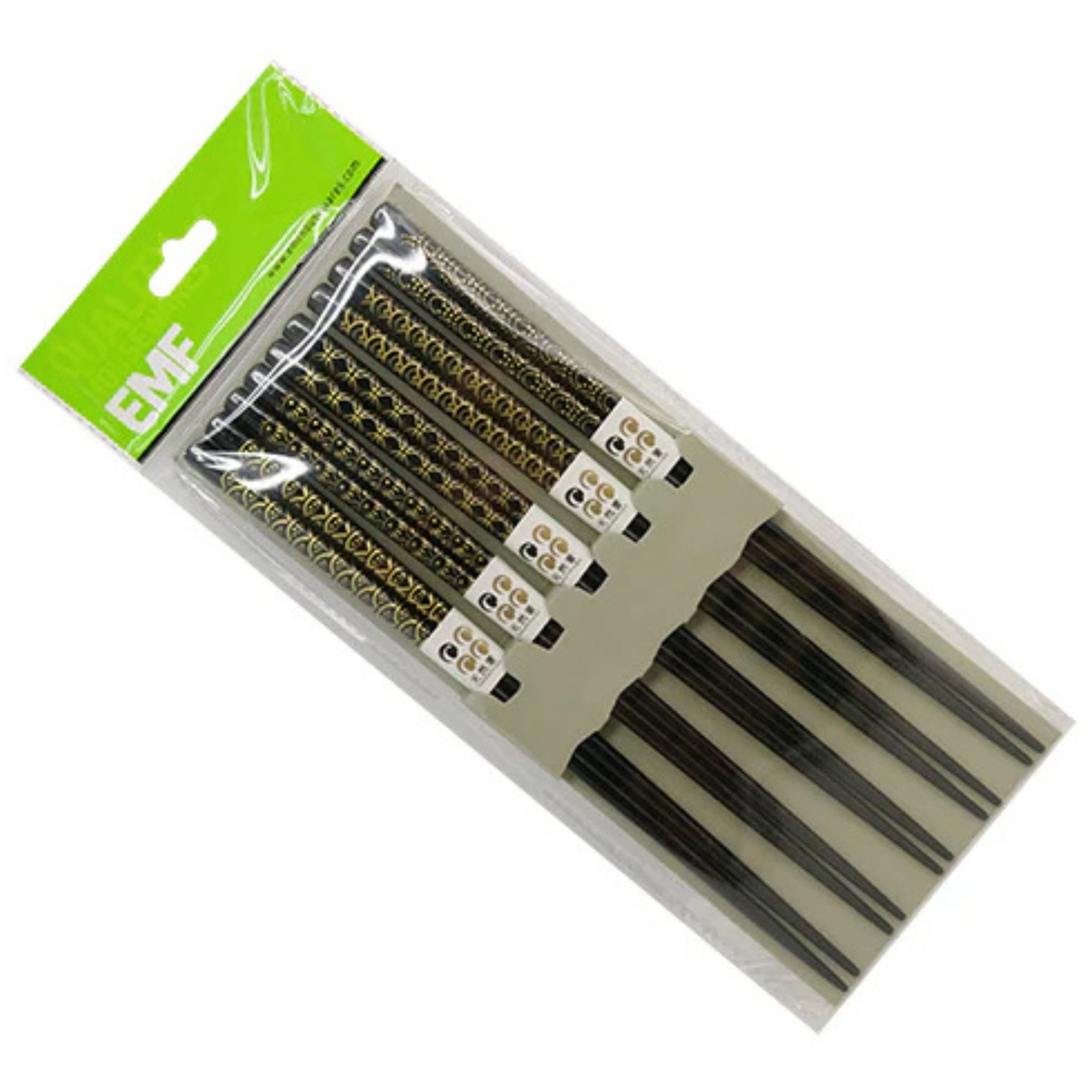 Ensemble de 5 paires de baguettes en bambou Vague Noire