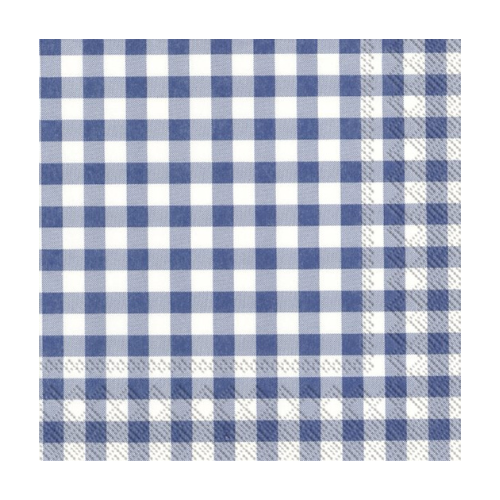 Ensemble de 20 serviettes en papier à carreaux bleus et blancs 33x33 cm