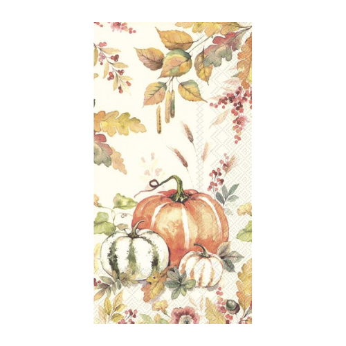 Set of 16 Beige Pumpkin Paper Napkins 13x16in