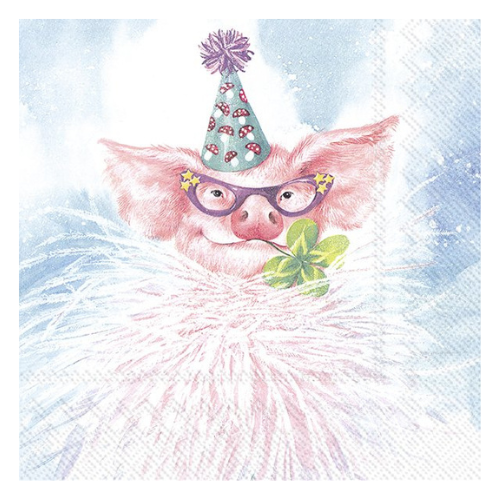 Ensemble de 20 serviettes de table en papier Cochon de Fête