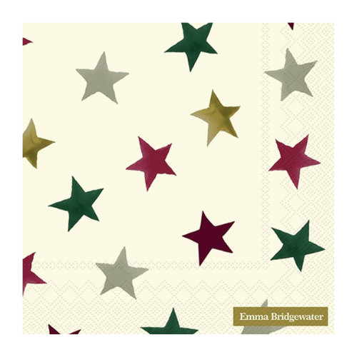 Ensemble de 20 serviettes de table en papier étoiles de Noël Crème