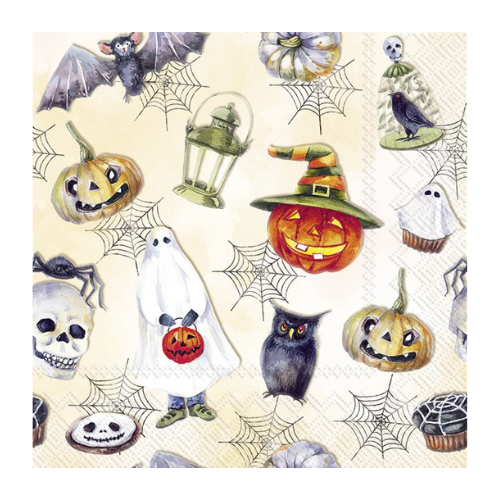 Ensemble de 20 serviettes de table en papier Halloween Crème