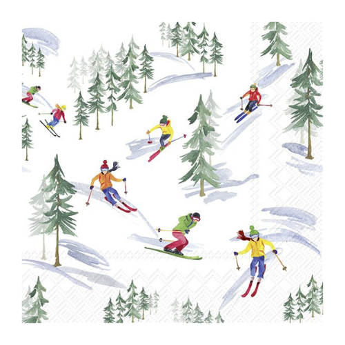 Ensemble de 20 serviettes de table en papier Piste de Ski