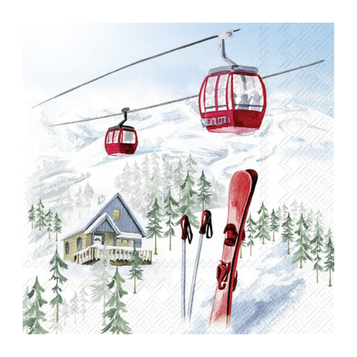 Ensemble de 20 serviettes de table en papier Fêtes Enneigées