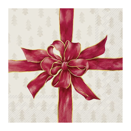 Ensemble de 20 serviettes de table en papier Boucles de Noël Crème