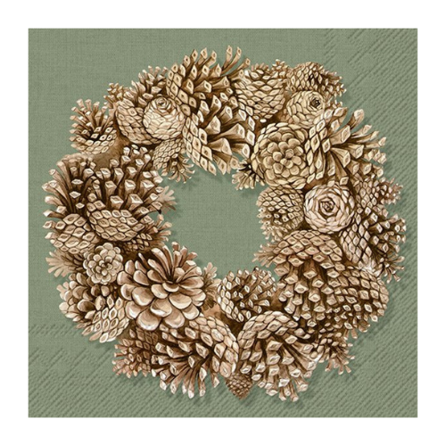 Ensemble de 20 serviettes de table en papier Vert Couronne de Cônes