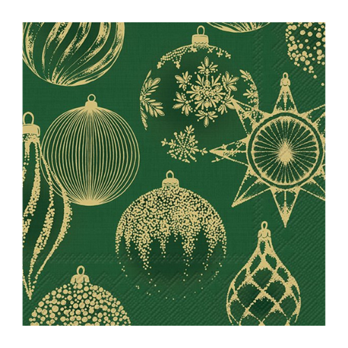Ensemble de 20 serviettes de table en papier boules éclatantes Vert doré
